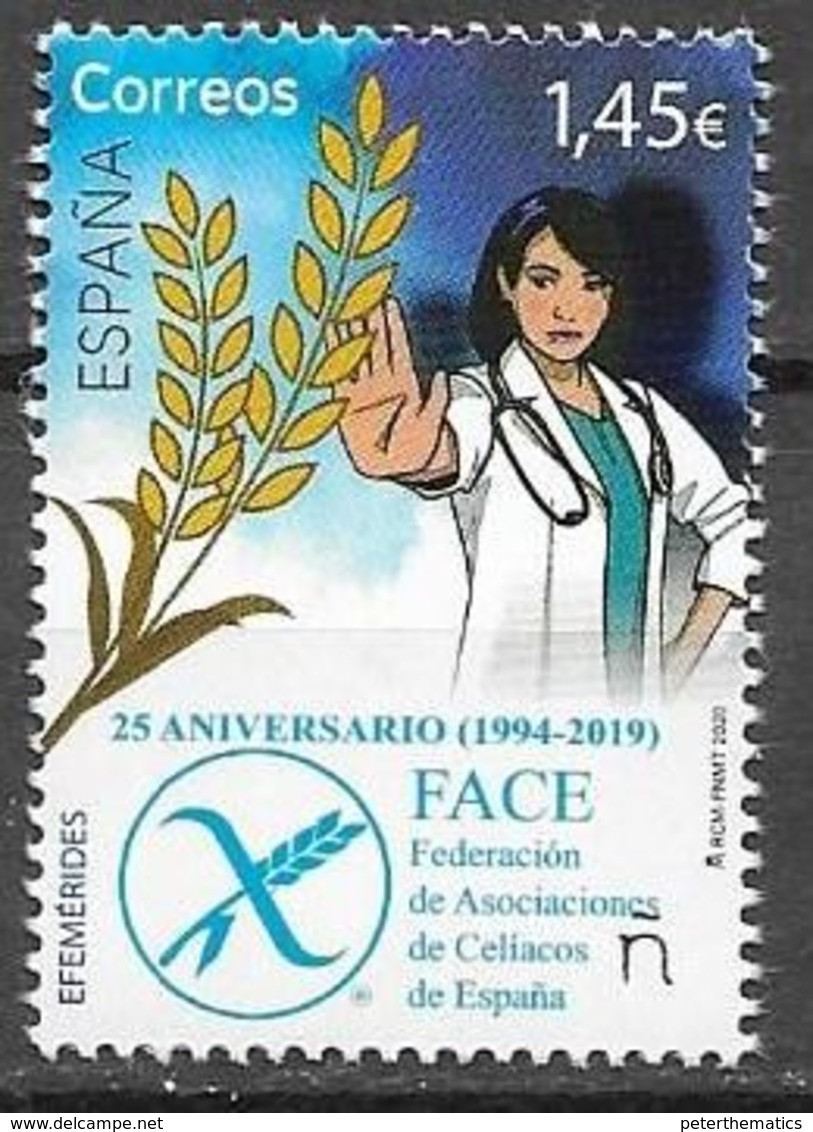 SPAIN, 2020,  MNH, HEALTH, CELIAC DISEASE, FEDERATION OF ASSOCIATIONS OF SPANISH CELIAC SUFFERERS,1v - Sonstige & Ohne Zuordnung