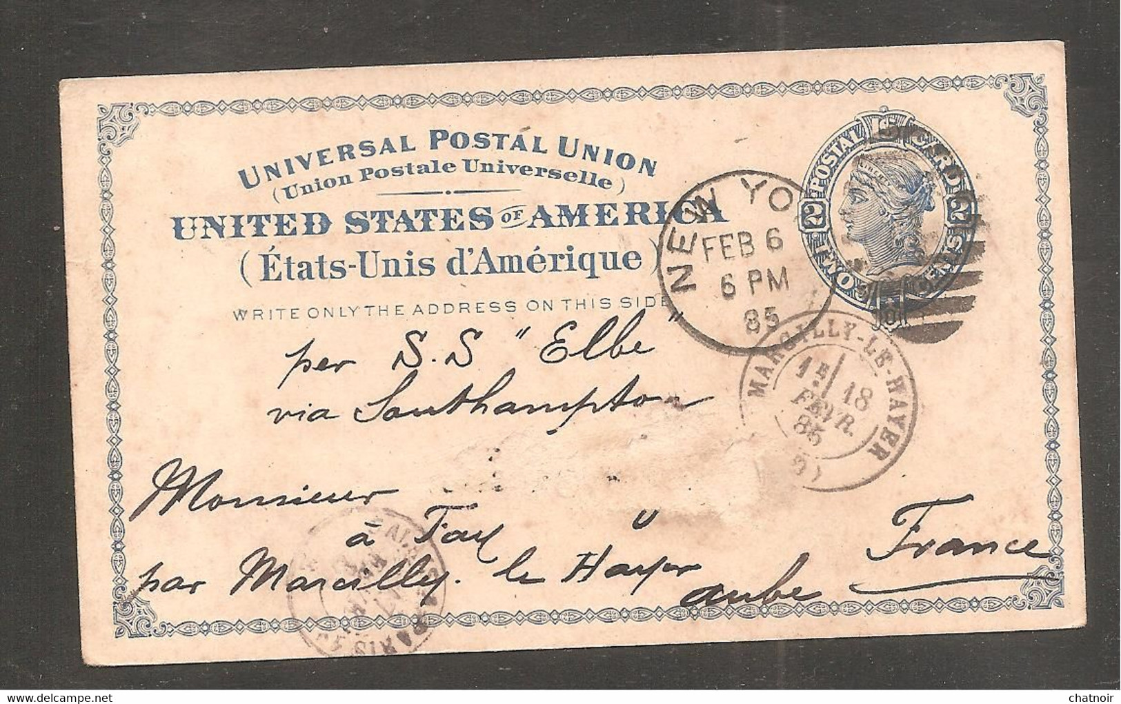 Entier Postal    Oblit   NEW YORK    1885 - Andere & Zonder Classificatie