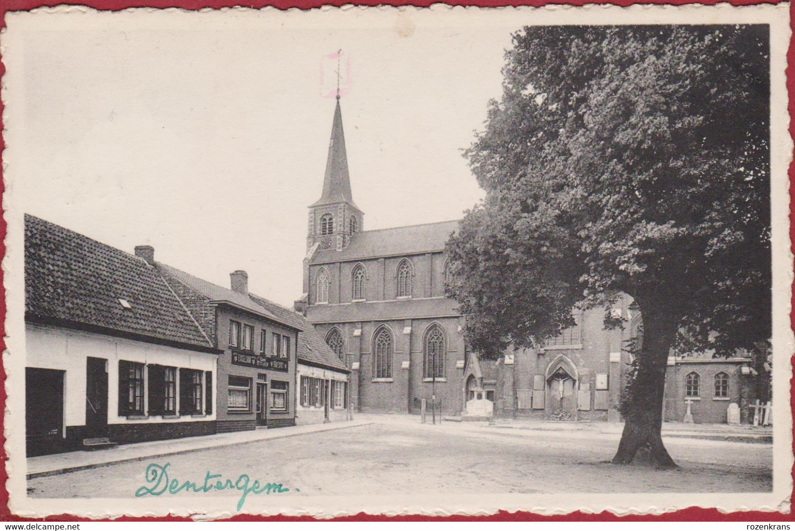 Dentergem Markt Kerk En Vrijheidsboom (In Goede Staat) - Dentergem