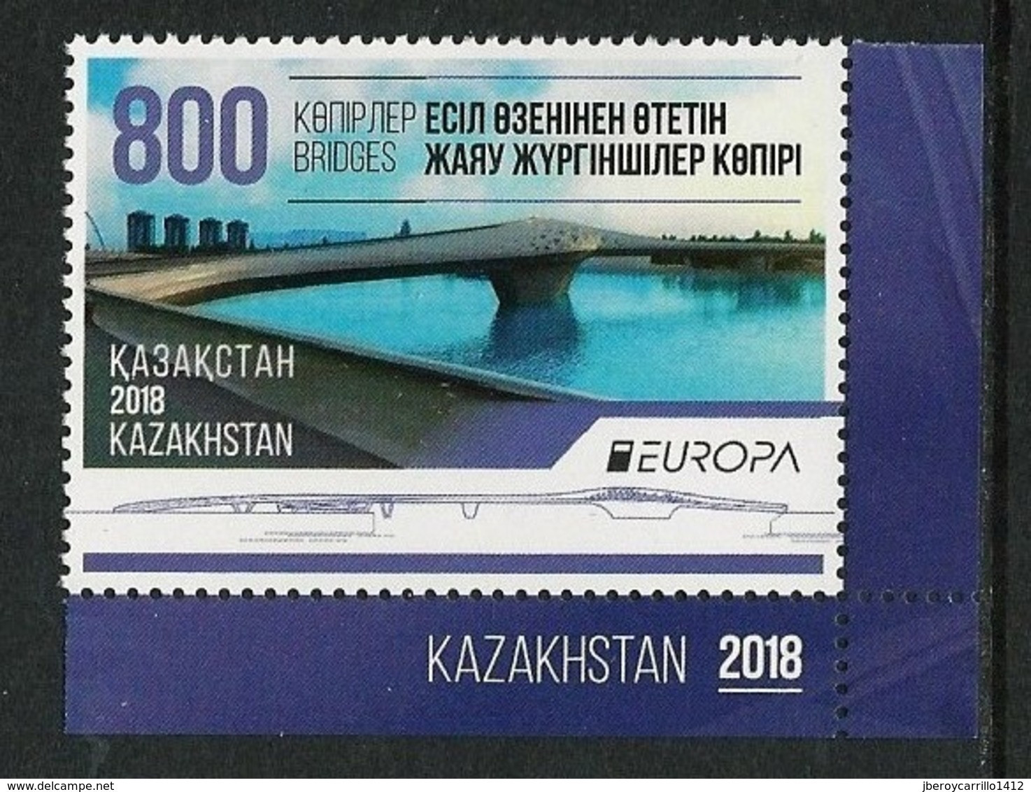 KAZAKHSTAN/ KAZACHSTAN  -EUROPA 2018 -"PUENTES.- BRIDGES - BRÜCKEN - PONTS" - SERIE De 1 V. - 2018