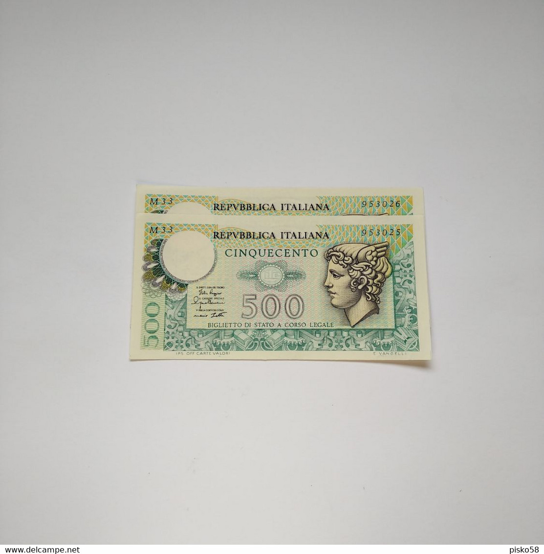 ITALIA - P94 500L 2/4/1979 UNC  (2 Consecutivi) - 500 Lire