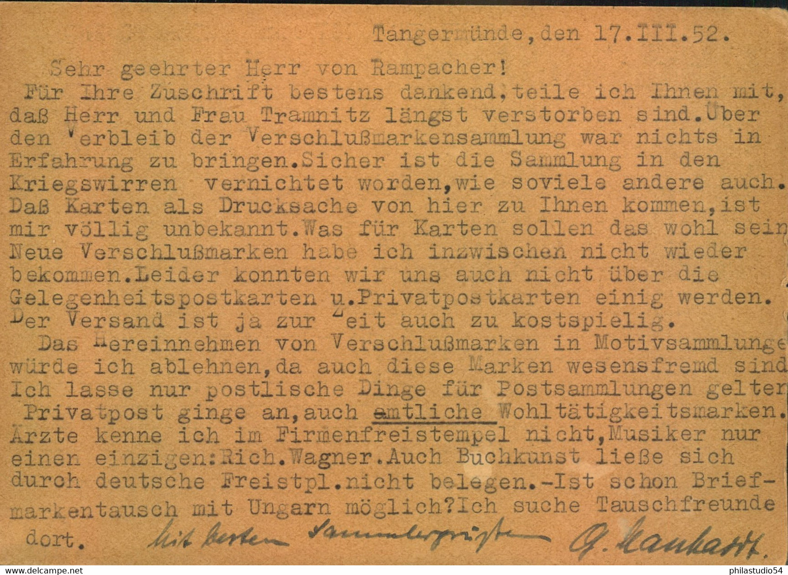 1952, 12 Pfg. Bildganzsache Mit Zusatz Ab TANGERMÜNDE Nach Budapest - Brieven En Documenten