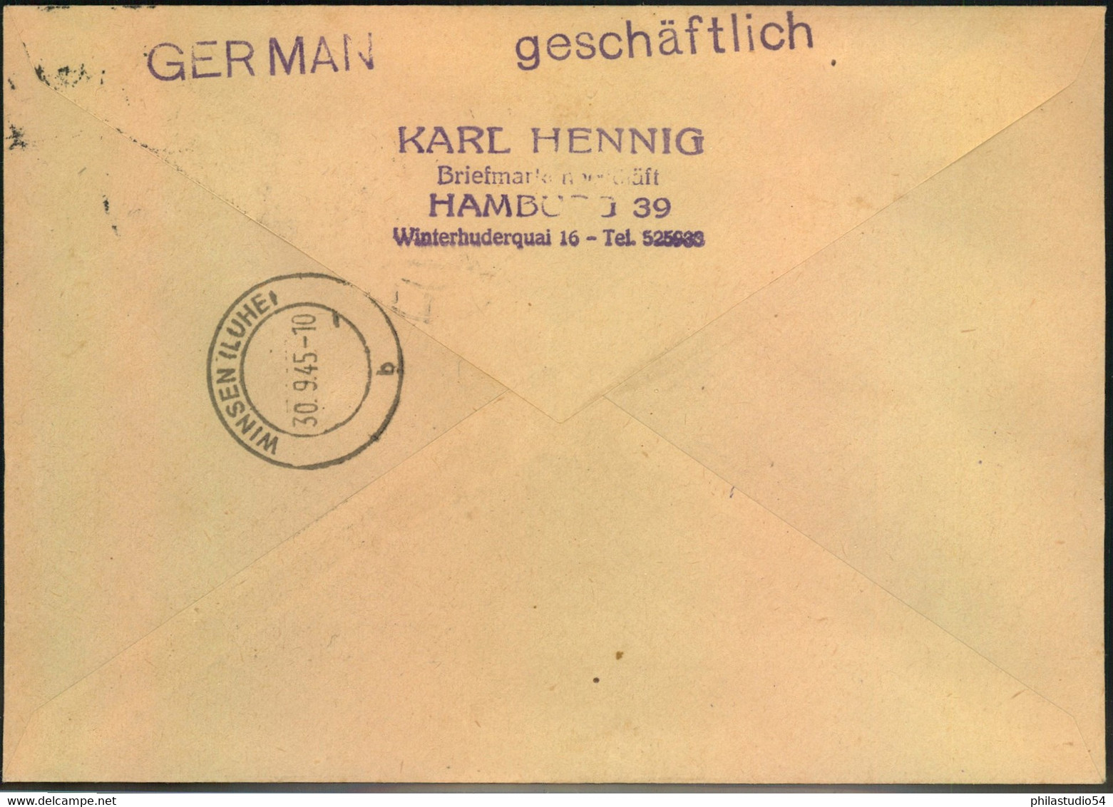 1945, Einschreiben Ab "HAMBURG 29.9.45" Mit R-Zettel Als 30 Pfg. Einschreibgebühr Mit AM-Post - Autres & Non Classés