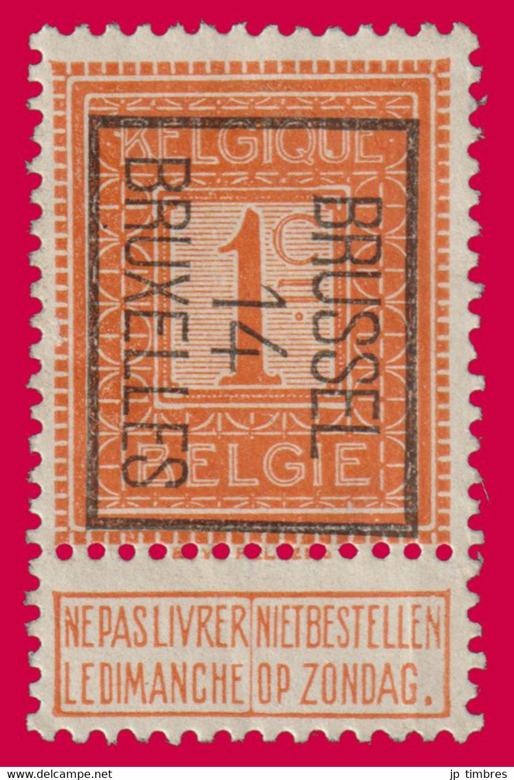 PRE - Typo N°45b (Position B) BRUSSEL 14 BRUXELLES - Typografisch 1912-14 (Cijfer-leeuw)