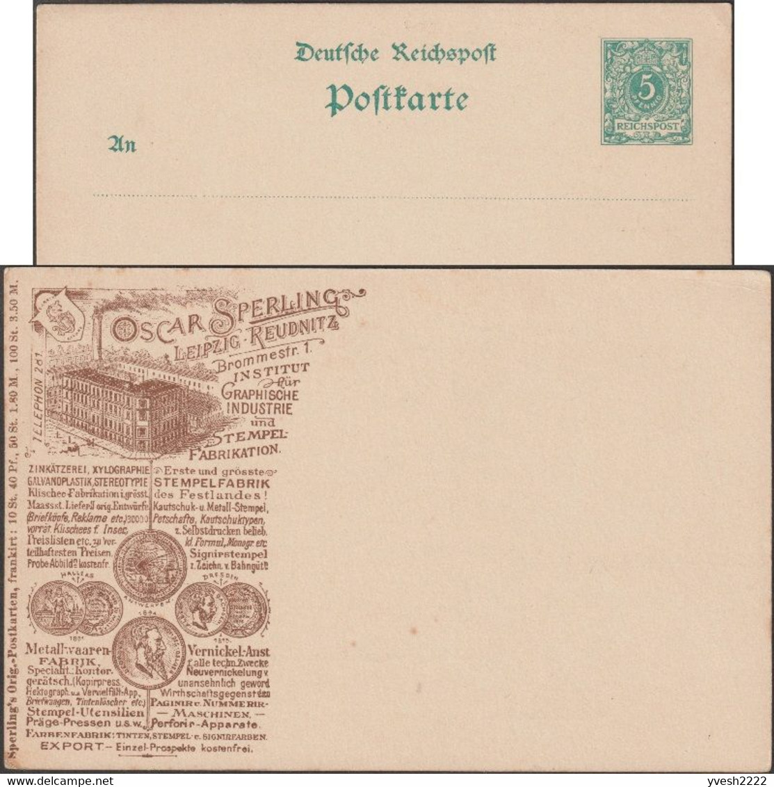 Allemagne 1895. Entier Postal Vendu à Tarif Réduit. Impression Sur Zinc, Xylographie, Galvanoplastique, Stéréotypie - 1894 – Anversa (Belgio)