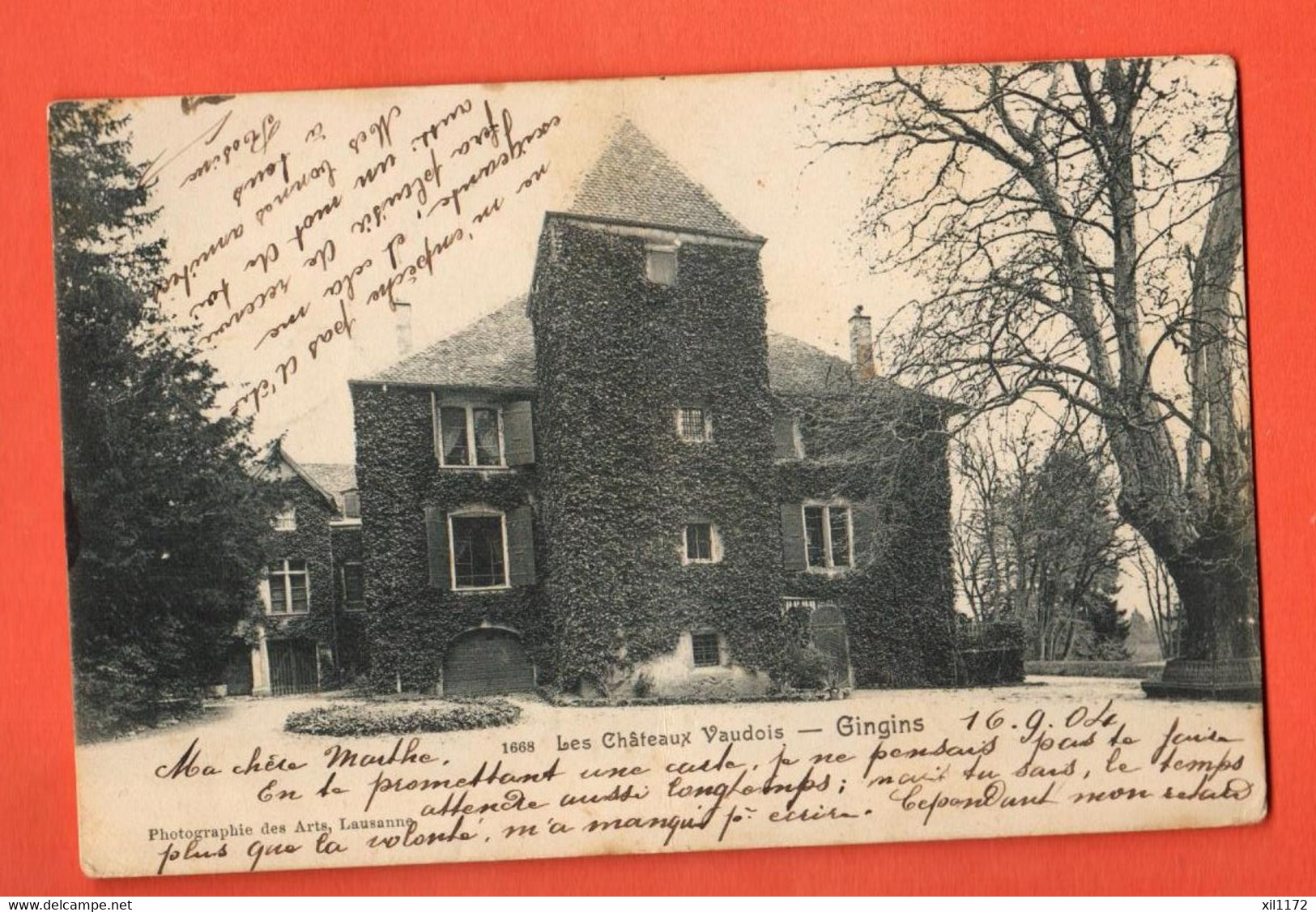 ZBS-17  Les Châteaux Vaudois, Gingins Sur Nyon. Précurseur. Cachet 1904 - Gingins