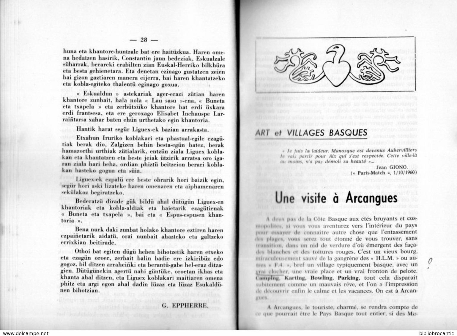 Revue GURE HERRIA - N°1/1968 <  LUIS LIGUEX, KOBLAKARIA // ARCANGUES // ARGIZ ARGI /Scan Sommaire - Baskenland