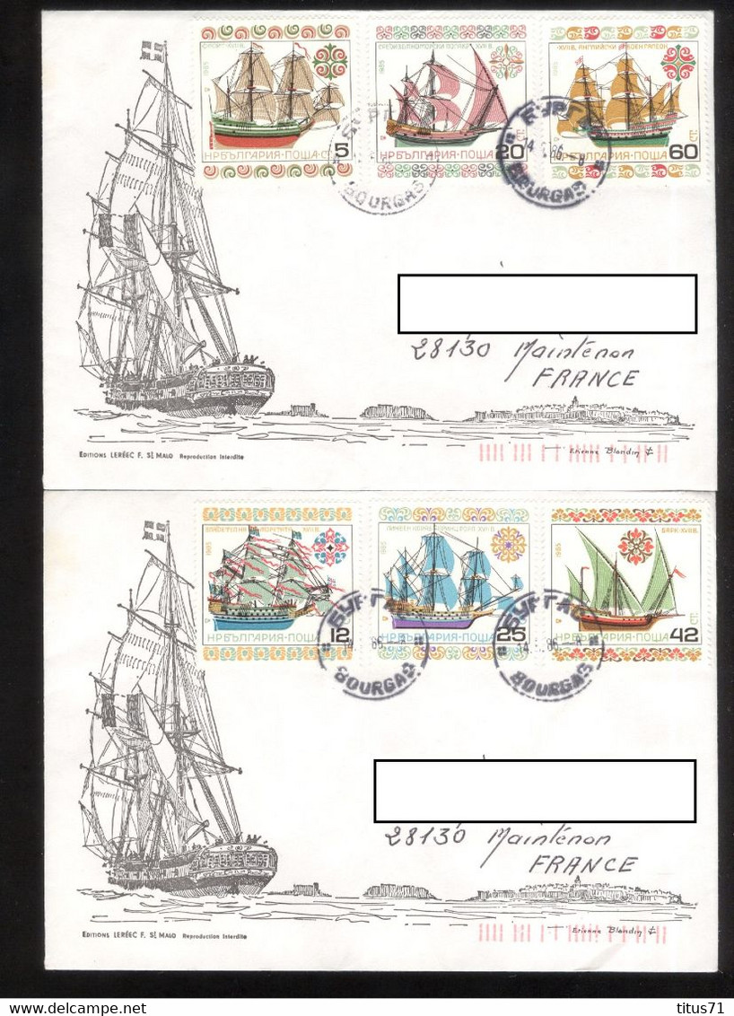 Lot De 2 Lettres Philatéliques Bourgas ( Bulgarie ) 1986 - Bulgarie Vers France - Thème Voiliers / Sailboat - Covers & Documents