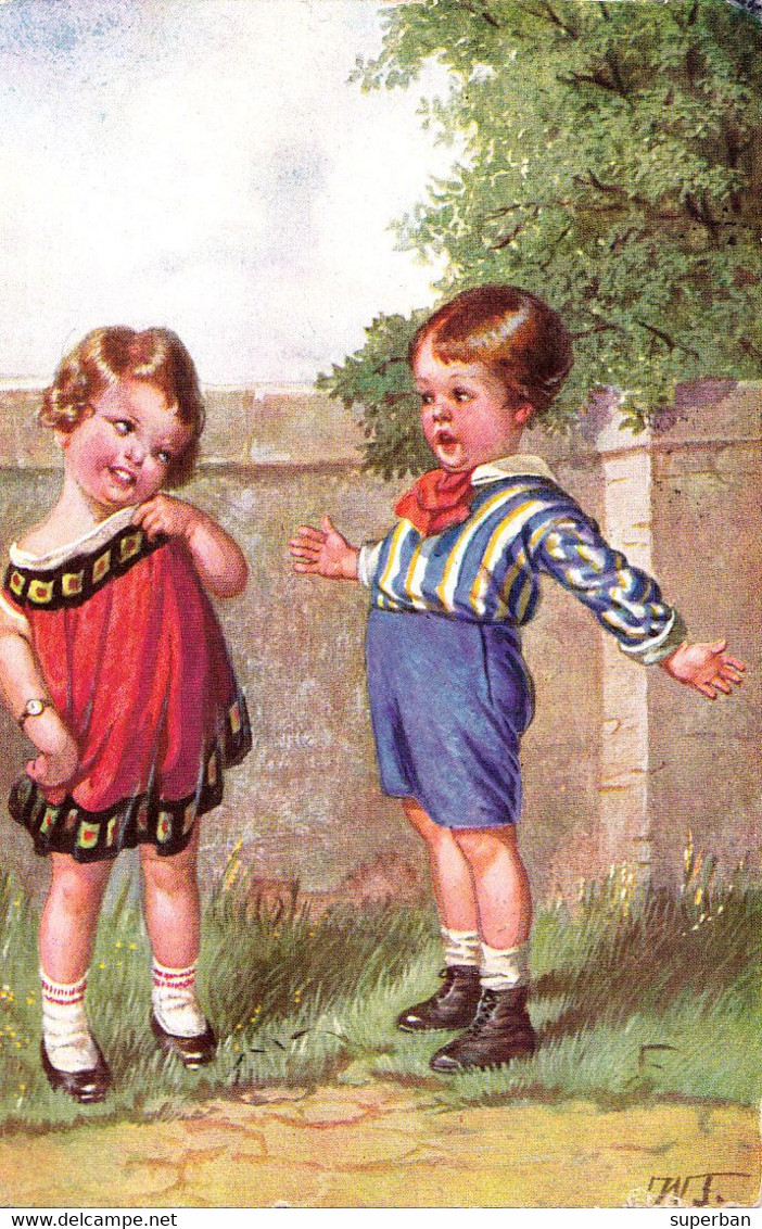 ENFANTS : GARÇON Et FILLETTE... / BOY & GIRL - ILLUSTRATION / ARTIST SIGNED : W. FIALKOWSKA (af860) - Fialkowska, Wally