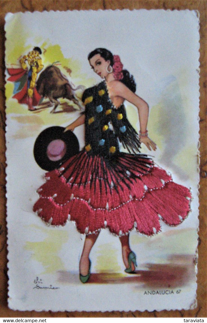 CPSM ROBE BRODÉE Espagne ANDALUCIA 67 - Folklore Costume Toréador Corrida Danse - Borduurwerk