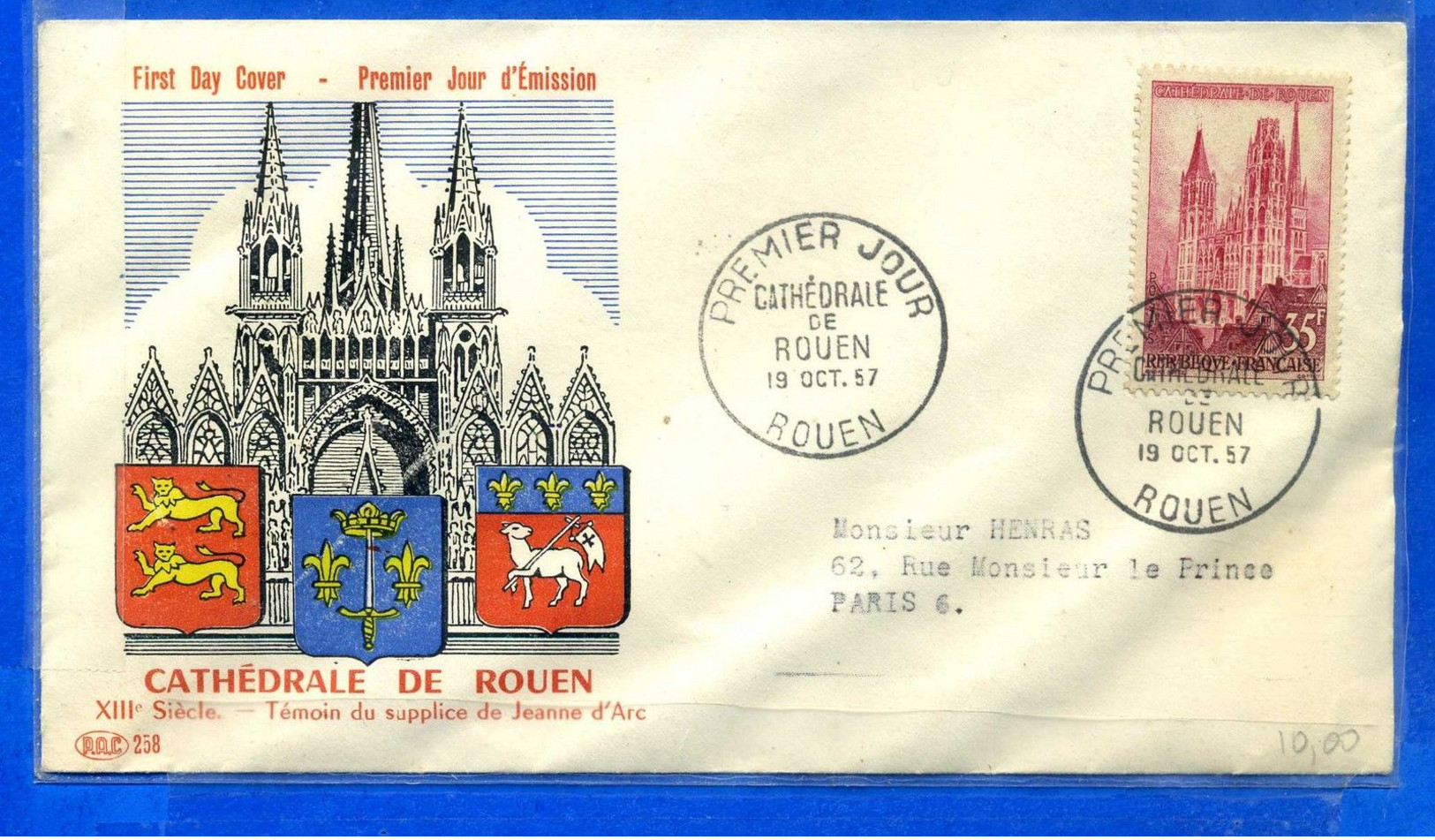 Lot 292 : Y&T 1129 19/10/1957 ROUEN - 1950-1959