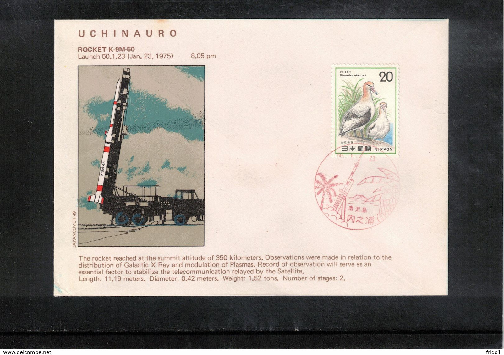 Japan 1975 Space / Raumfahrt UCHINOURA Launch Of The Rocket K - 9M - 50 Interesting Letter - Asia