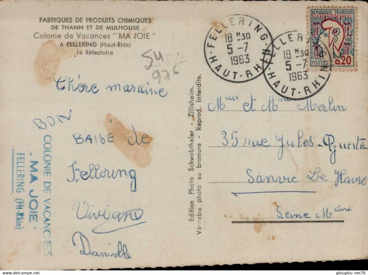 68-FELLERING..fabriques De Produits Chimiques..COLONIE DE VACANCES "MA JOIE"..LE REFECTOIRE...CPSM GRAND FORMAT ANIMEE - Autres & Non Classés