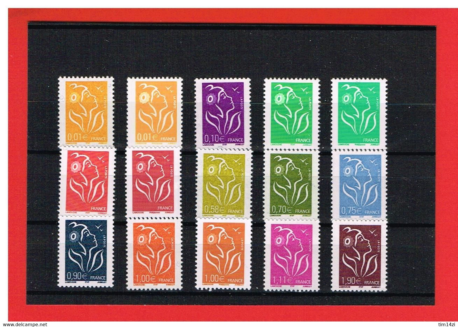 2005 - MARIANNE DE LAMOUCHE - N° 3731 à 3741 - 15 TIMBRES NEUFS** - COTE Y & T : 37.00 Euros - 2004-2008 Maríanne De Lamouche