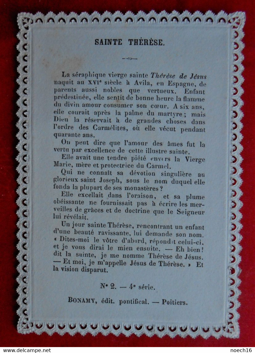 Image Pieuse -Type Canivet - Sainte Thérèse - Edt Bonamy Poitiers - Images Religieuses