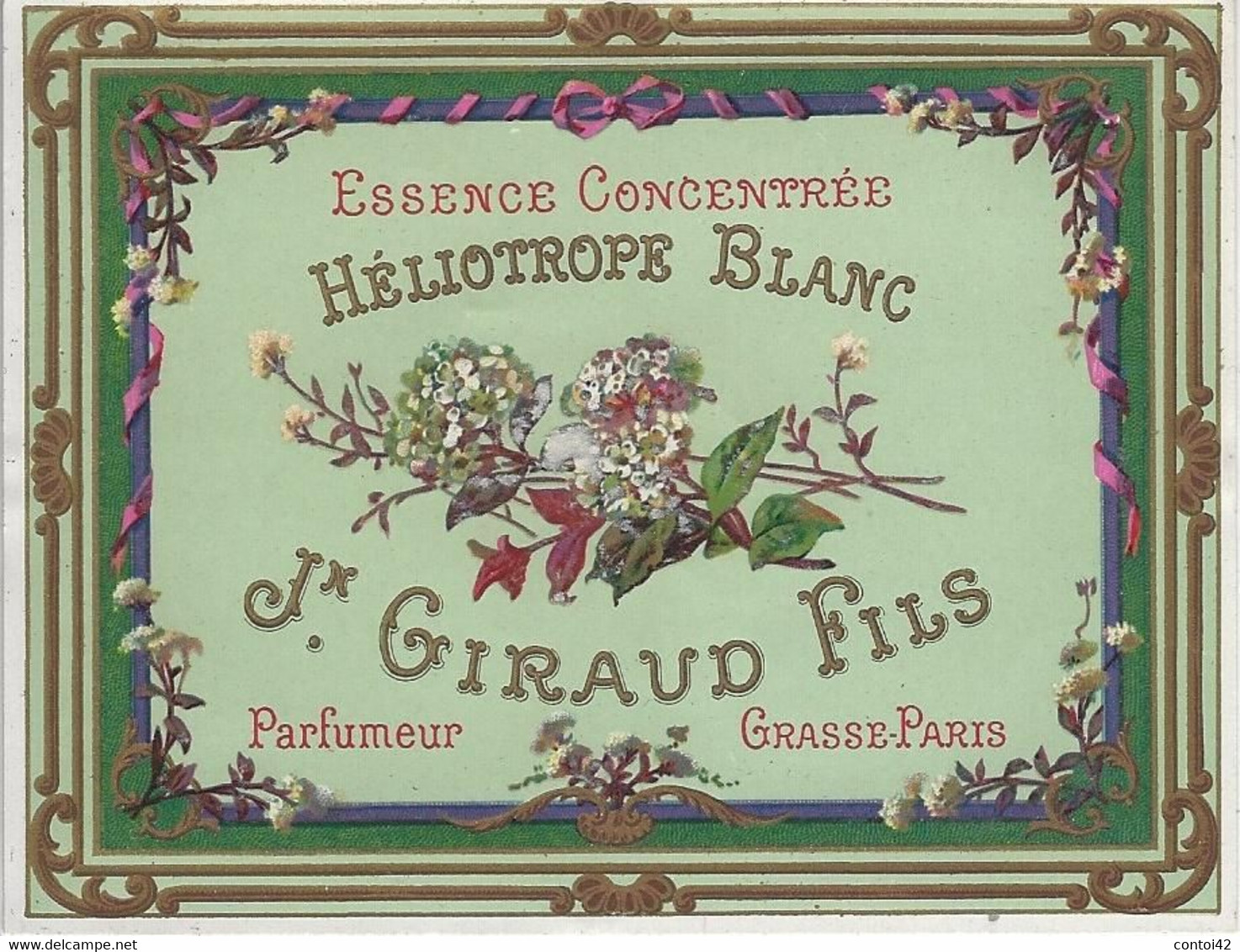 06 GRASSE ETIQUETTE ANCIENNE PARFUM HELIOTROPE BLANC GIRAUD PARFUMEUR PUBLICITE - Etiketten