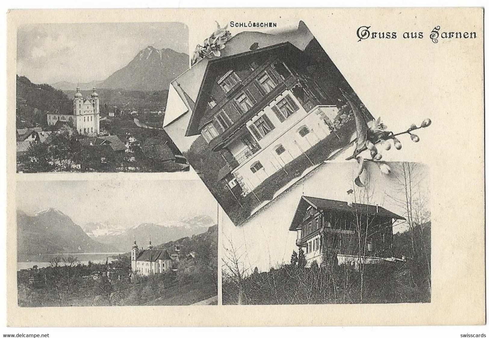 Gruss Aus SARNEN: 4-Bild-AK Mit Schlösschen ~1910 - Sarnen