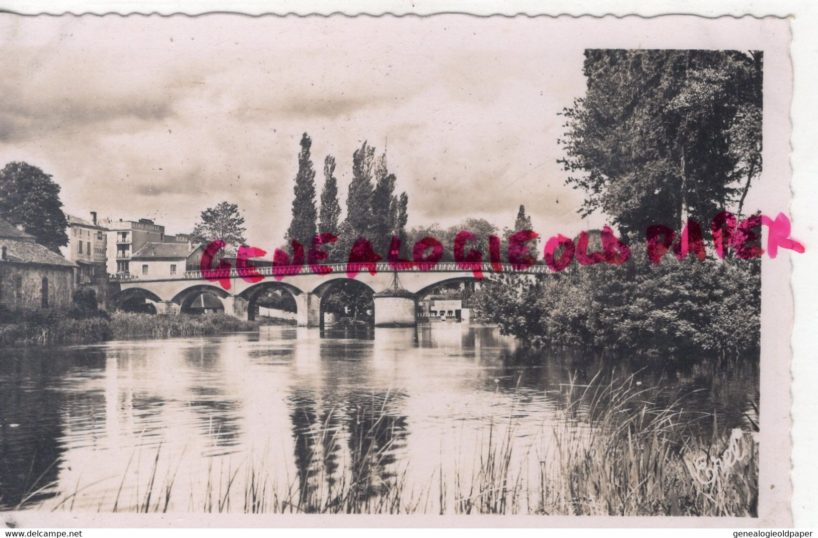 16 - MANSLE - VUE SUR LA CHARENTE ET LE PONT -CARTE PHOTO AU BROMURE NOUVELLES GALERIES   - CHARENTE - Mansle