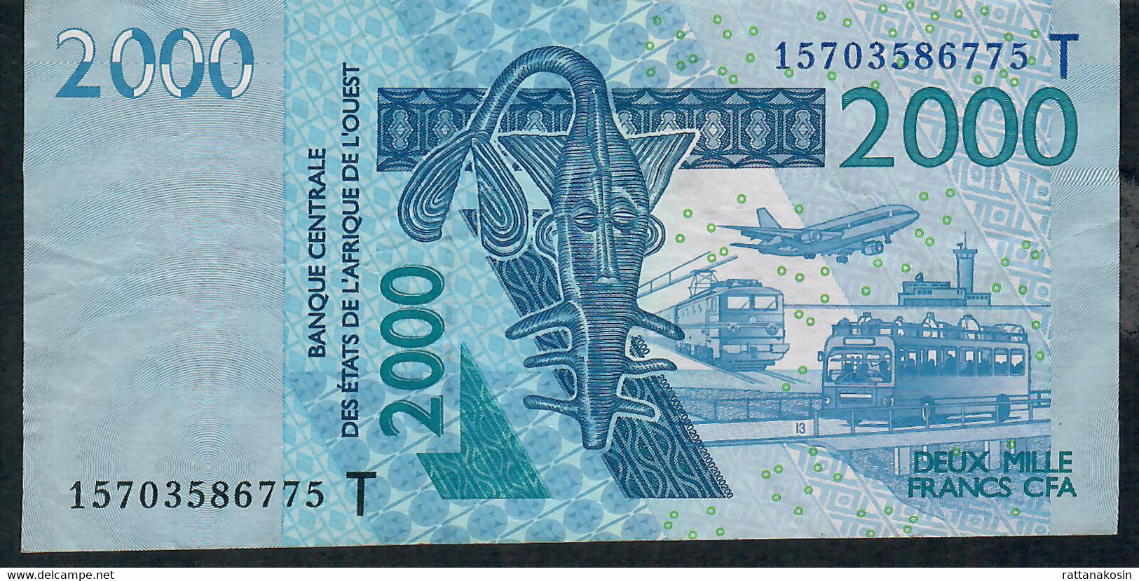 W.A.S. LETTER T = TOGO  P816To 2000 FRANCS (20)15 2015   Sign.41    VF   NO P.h. ! - Stati Dell'Africa Occidentale