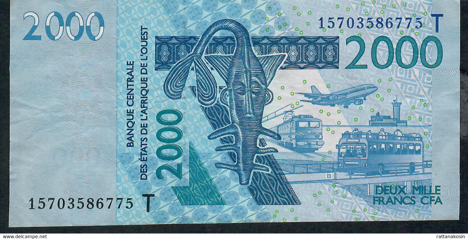 W.A.S. LETTER T = TOGO  P816To 2000 FRANCS (20)15 2015   Sign.41    VF   NO P.h. ! - États D'Afrique De L'Ouest