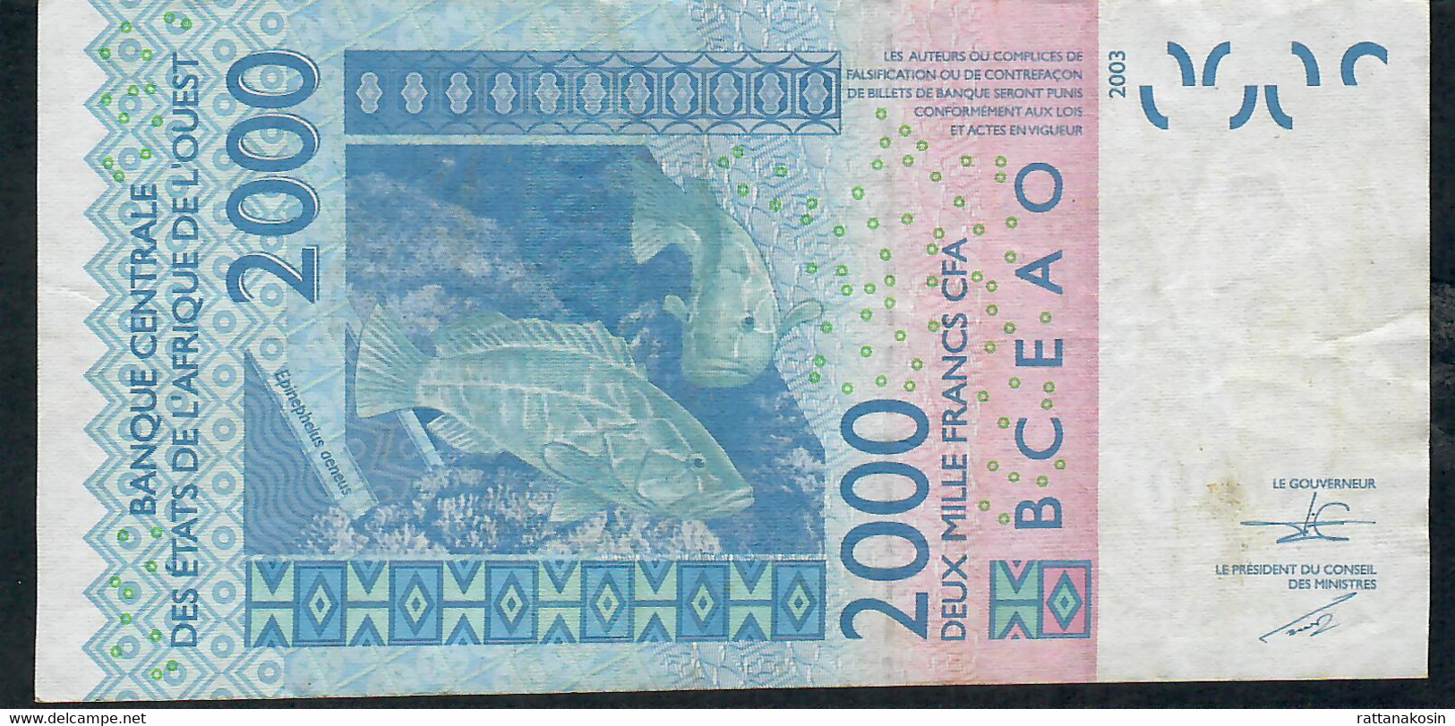 W.A.S. LETTER T = TOGO  P816To 2000 FRANCS (20)15 2015   Sign.41    VF   NO P.h. ! - États D'Afrique De L'Ouest