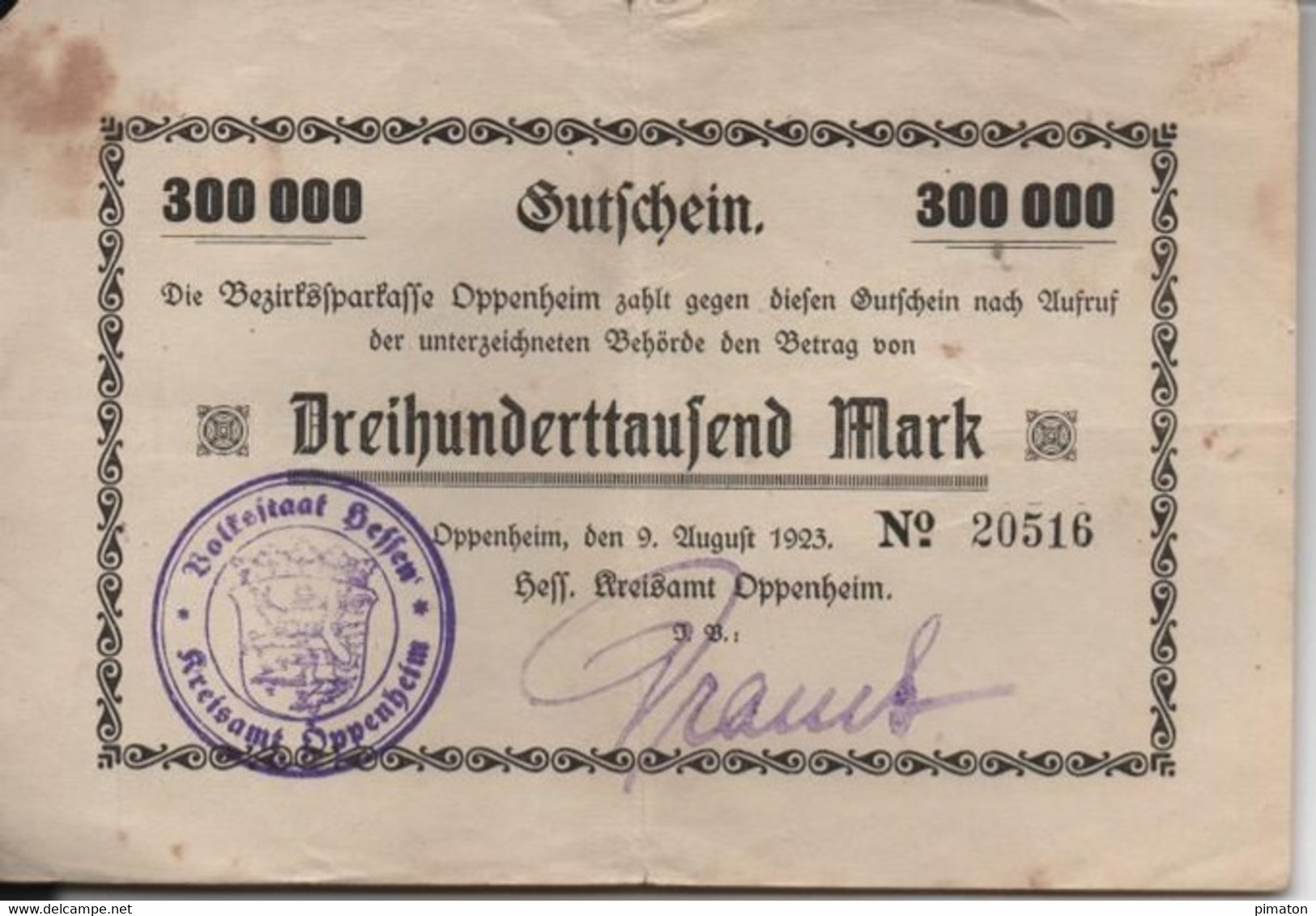 300000 Mark  9-8-1923 - Ohne Zuordnung