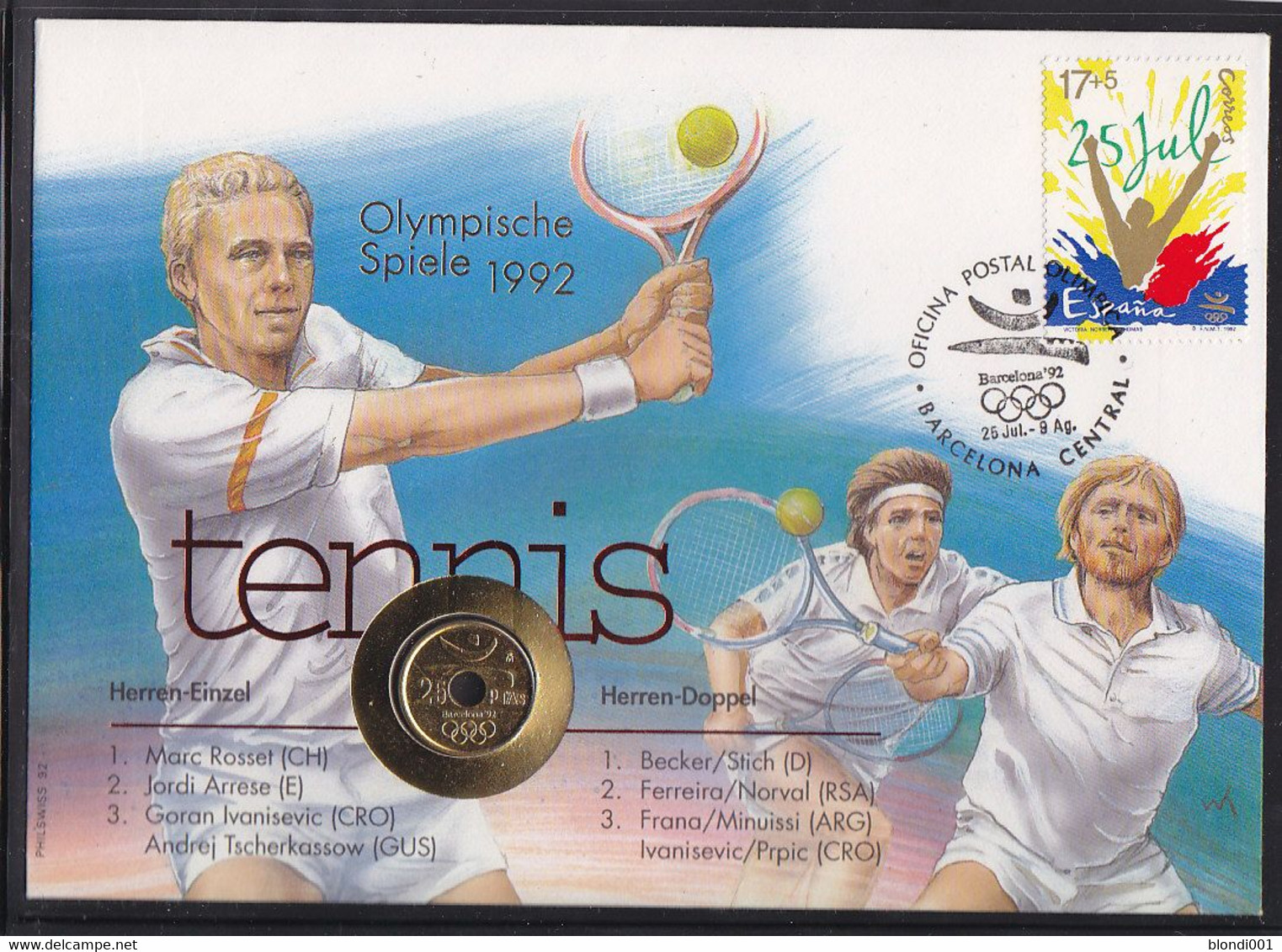 Olympics 1992 - Tennis - SPAIN - Coin Letter - Summer 1992: Barcelona