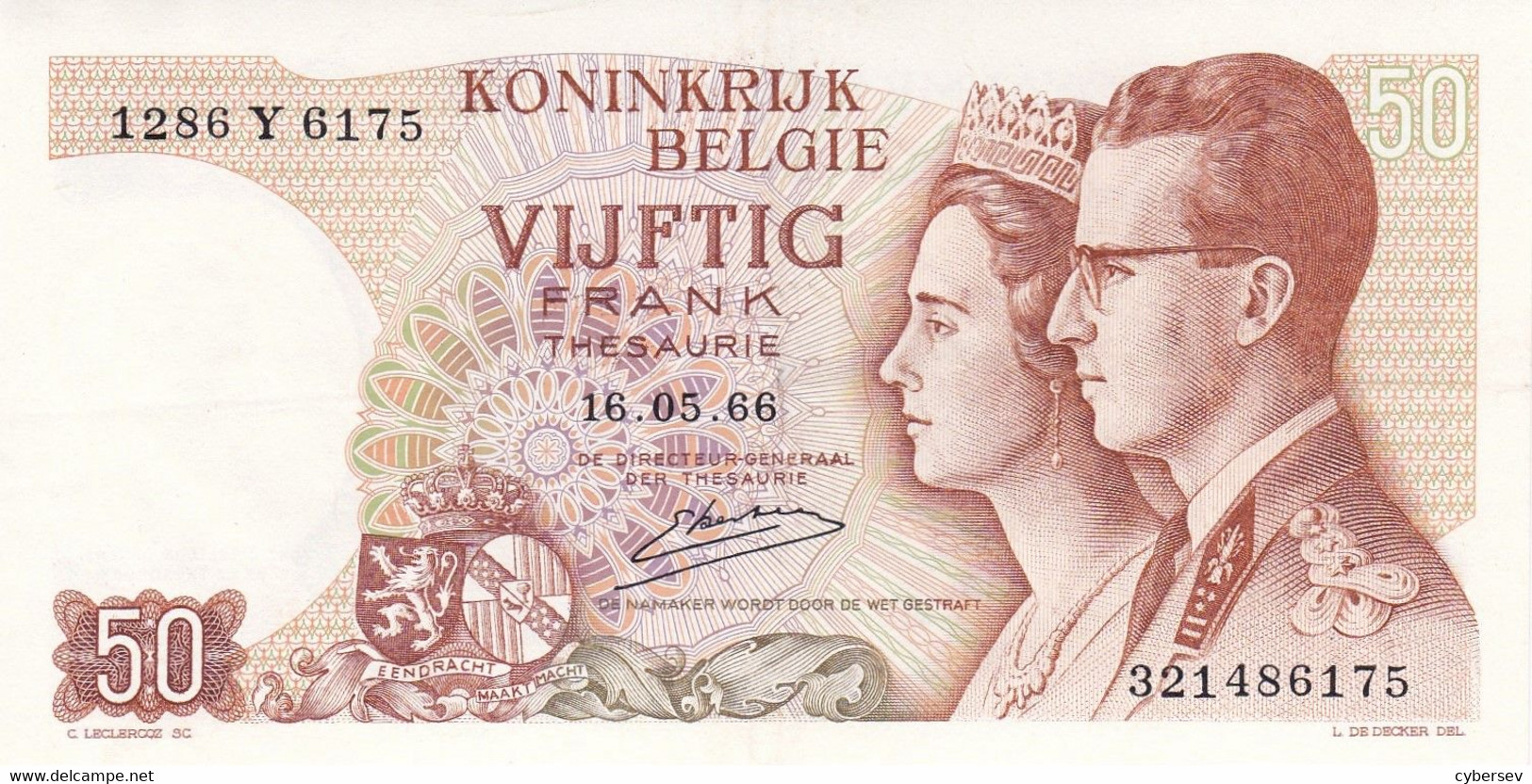 Royaume De BELGIQUE - Cinquante Francs - 2 Scannes - A Identifier