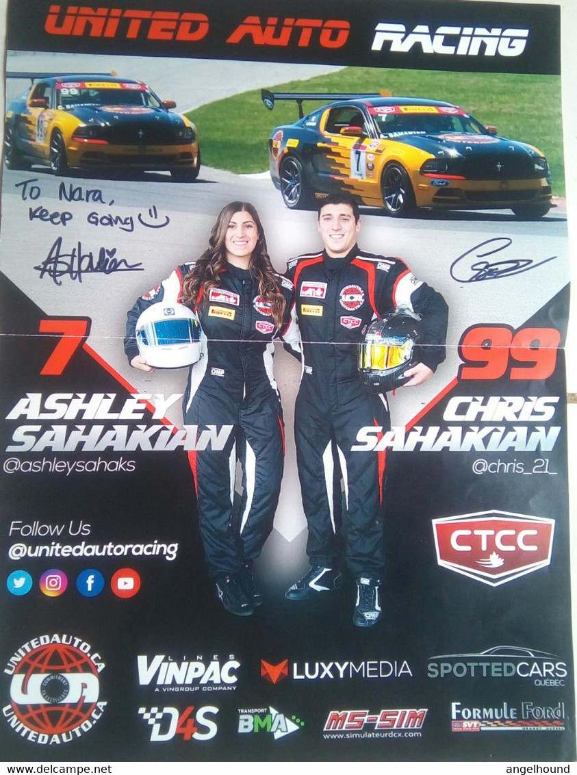 Ashley Sahakian And Chris Sahakian ( Canadian Racing) - Autogramme