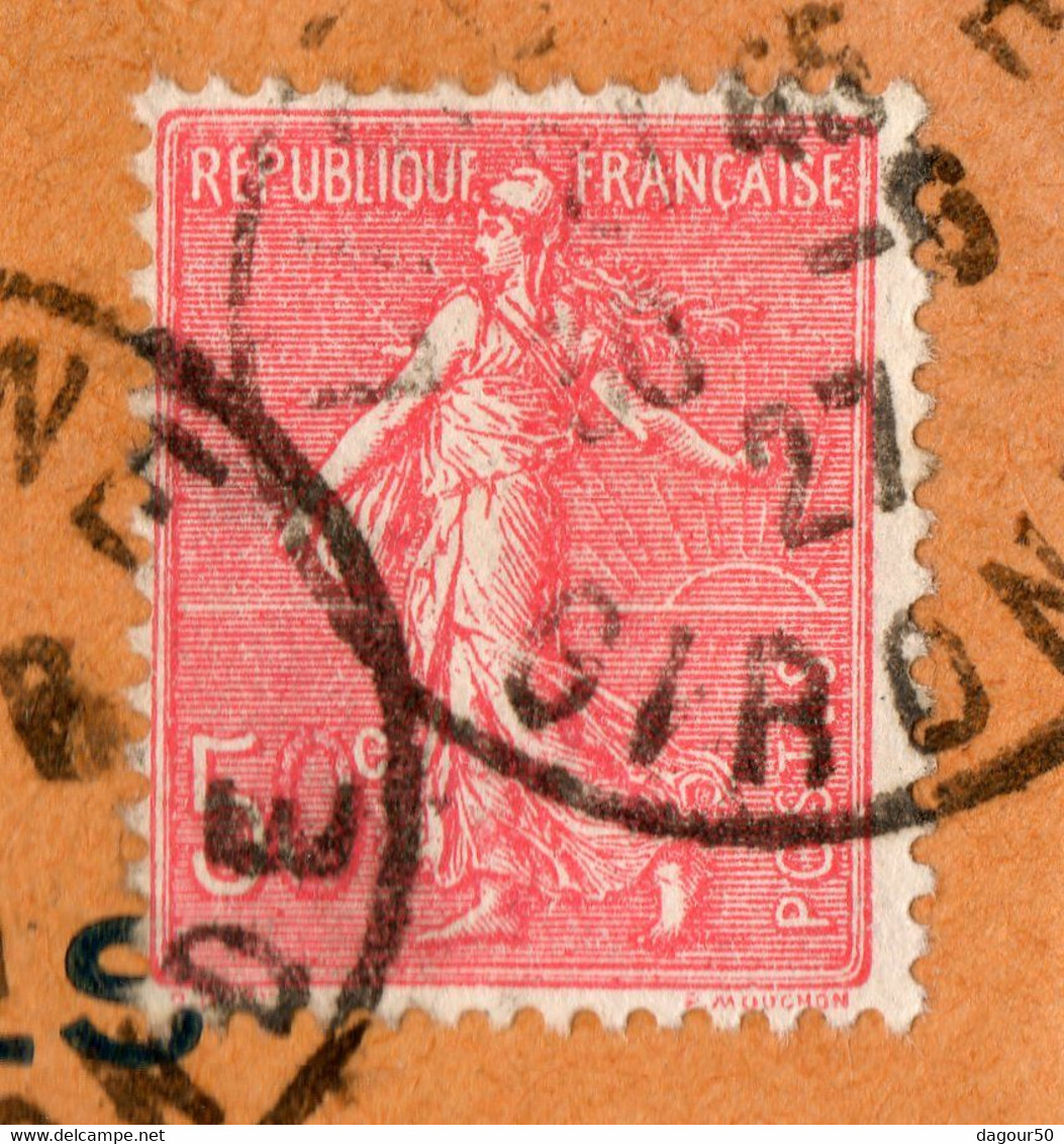 N° 199 (IIA), 5c Au Lieu De 50c, 0 De 50 Obstrué , Obl Cad Libourne 30/6/27, Au Tarif Sur Lettre  - TB - Storia Postale