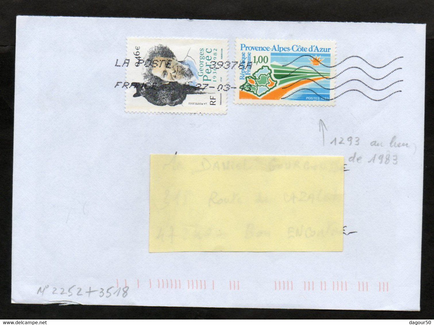 N° 2252+3518, Année 1293 Au Lieu De1983 - Covers & Documents