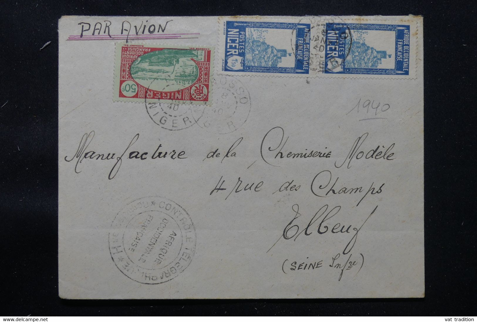 NIGER - Enveloppe De Dosso Pour La France En 1940 Avec Cachet De Contrôle Postal - L 76261 - Covers & Documents