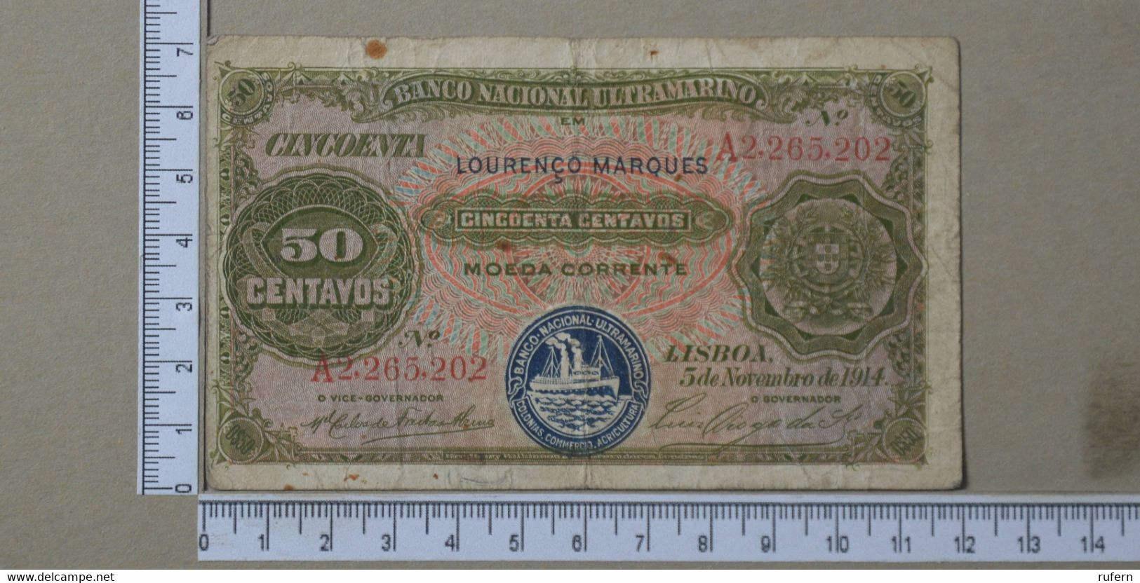 MOZAMBIQUE 50 CENTAVOS 1914 -    2 SCANS     - (Nº38715) - Mozambico