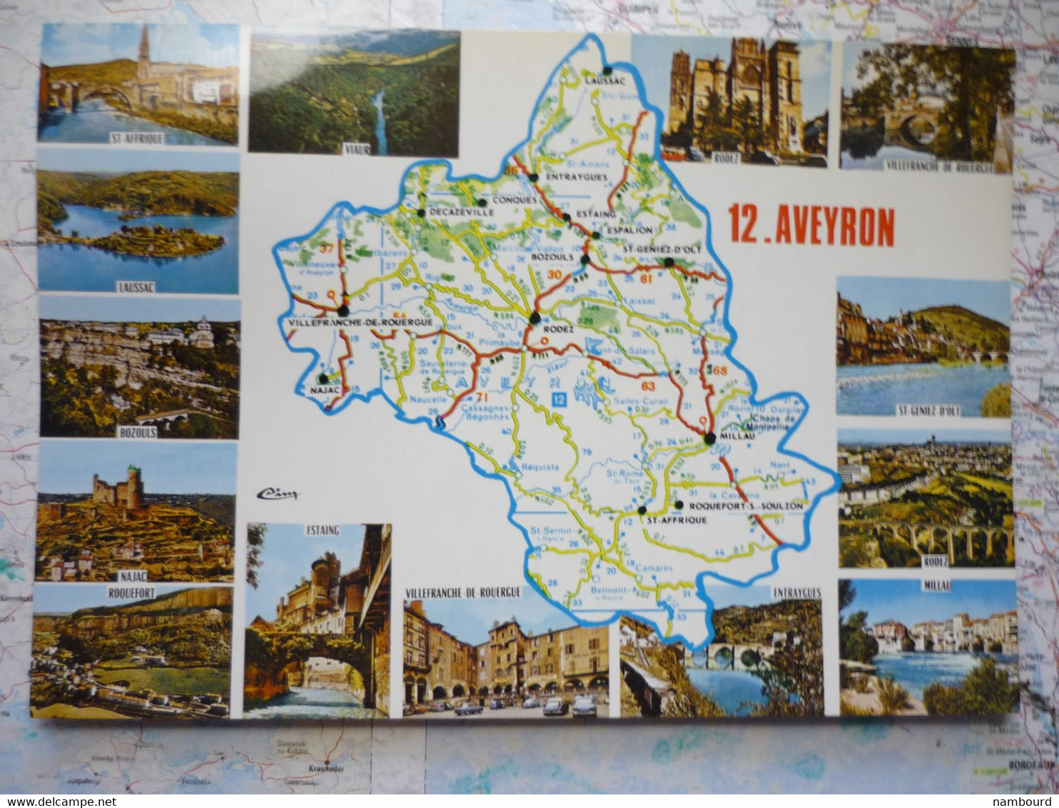Carte Du Département De L'Aveyron Avec Vues Multiples Ayant Voyagé - Andere & Zonder Classificatie