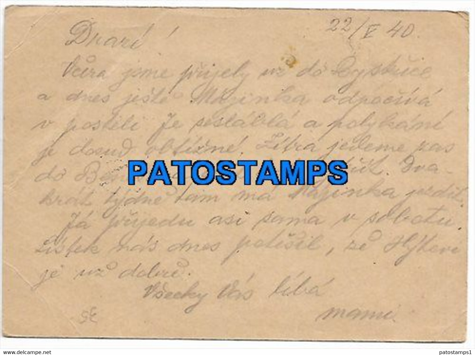 146658 CZECH REPUBLIC BYSTRICE U BENESOVA YEAR 1940 CIRCULATED TO PRAHA BREAK POSTAL STATIONERY POSTCARD - Ohne Zuordnung