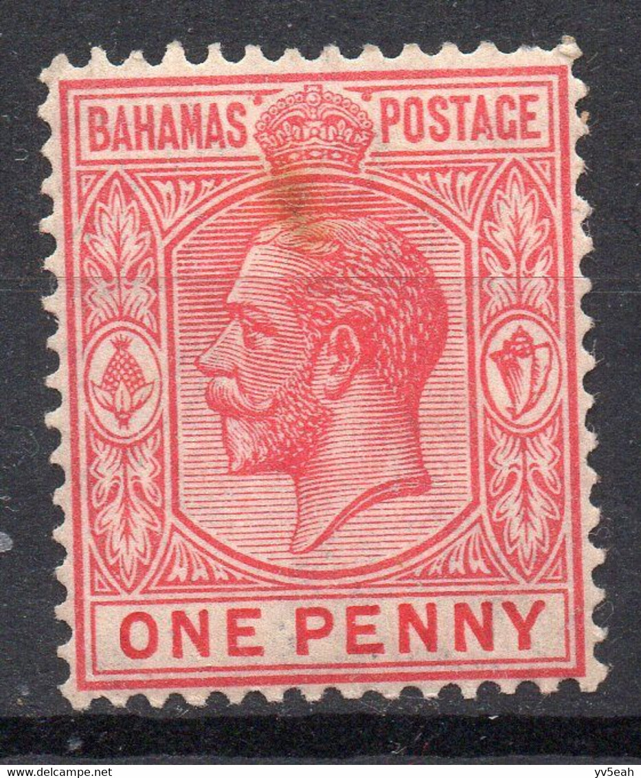 BAHAMAS/1921/MNH/SC#72/KING GEORGE V / KGV /1P CARMINE ROSE * YELLOW TONE* SEE PIC - Other & Unclassified