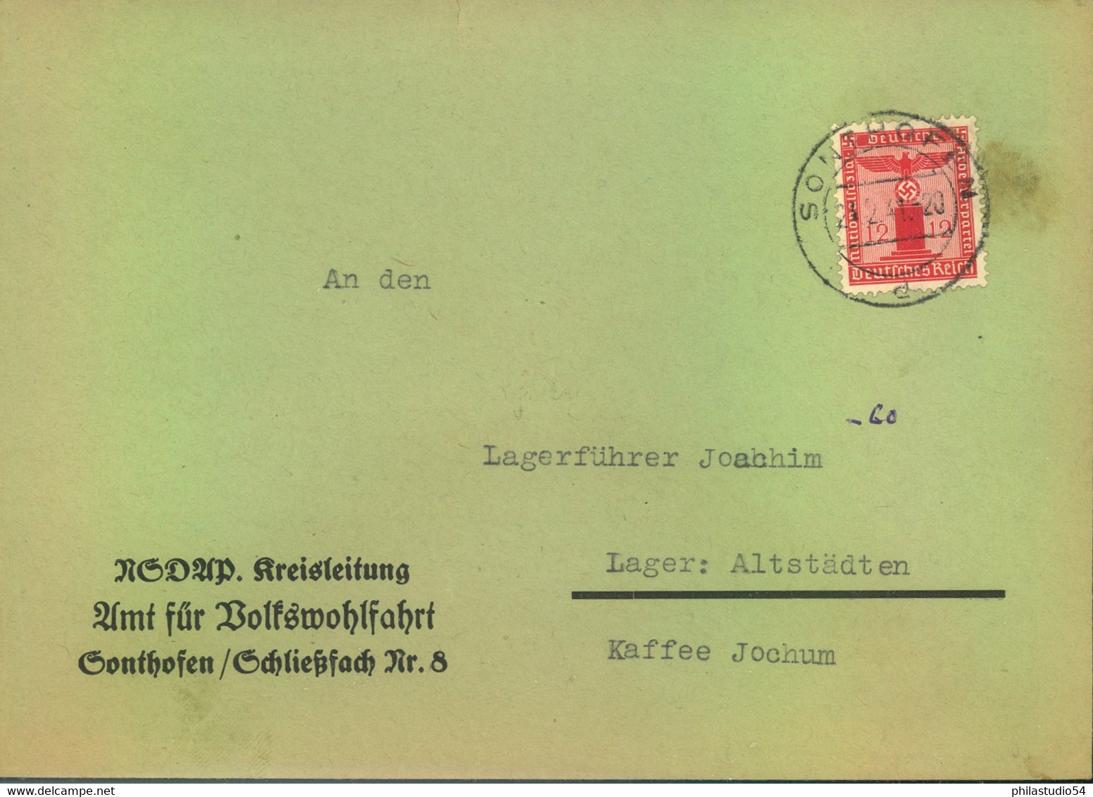 1940/41, 2 Dienstbriefe Der NSDAP Kreisleitung Sonthofen. Mit Parteidienstmarken - Autres & Non Classés