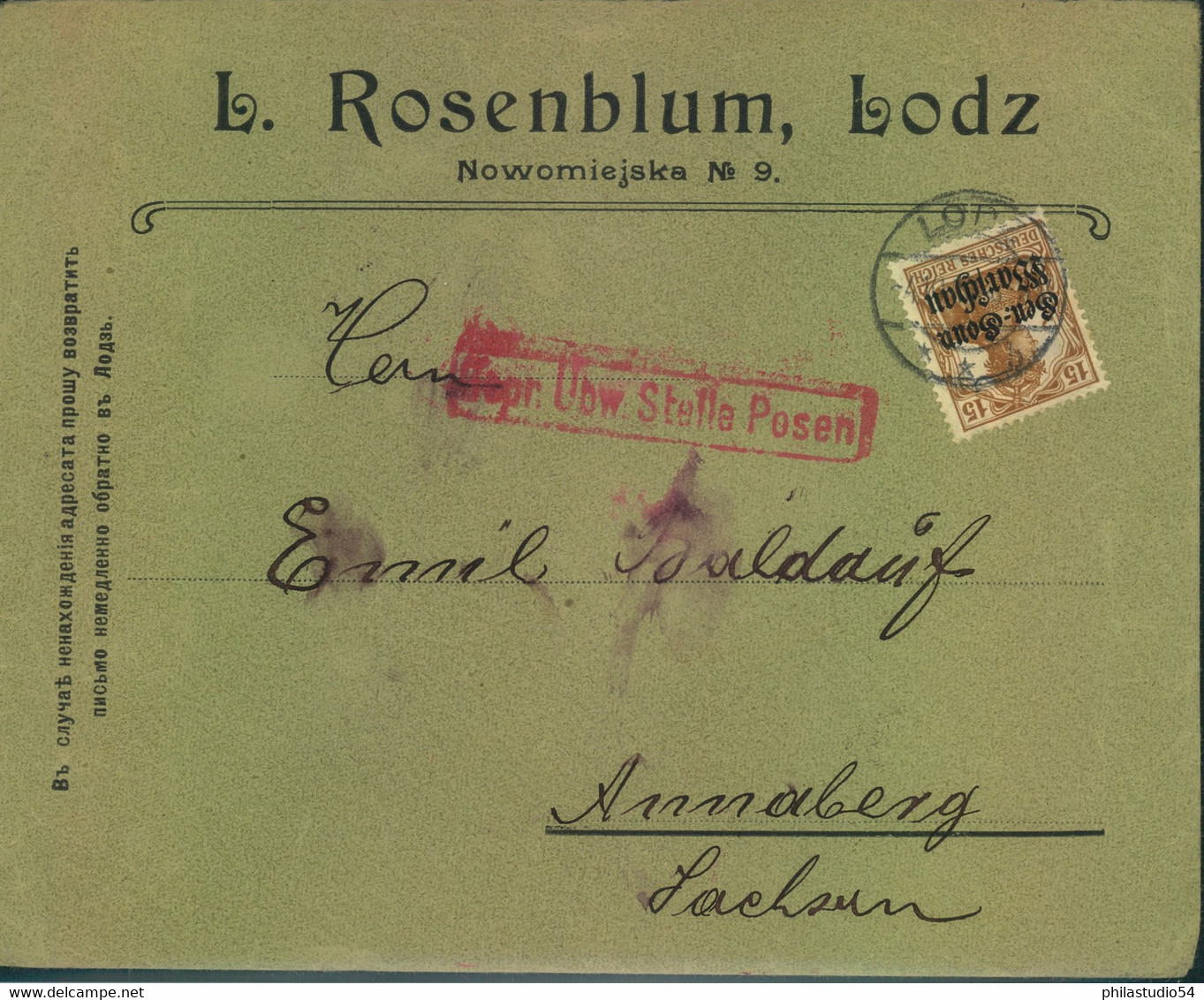 1916, Zwei Briefe Der Jüdischen Firma "L. Rosenblum, Lodz" - Otros & Sin Clasificación