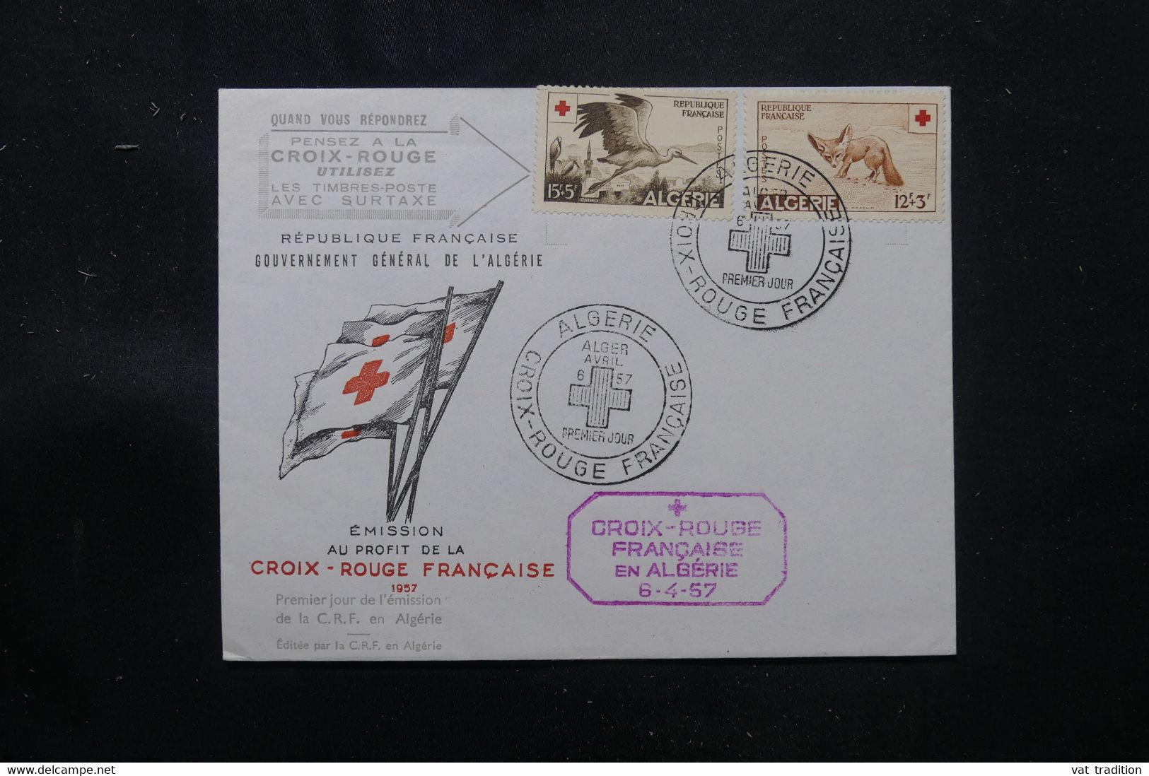 ALGÉRIE - Enveloppe FDC Croix Rouge En 1957 - L 76357 - FDC