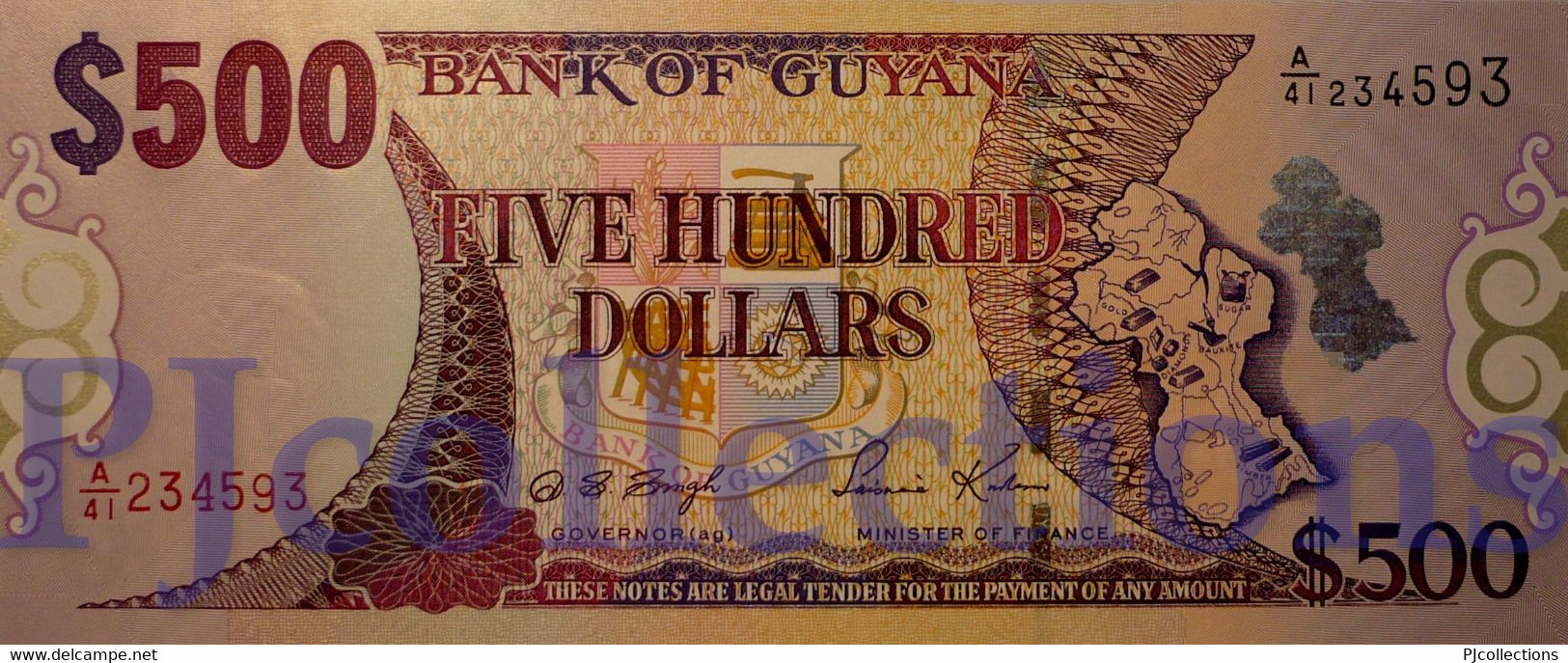 GUYANA 500 DOLLARS 2002 PICK 34b UNC - Guyana