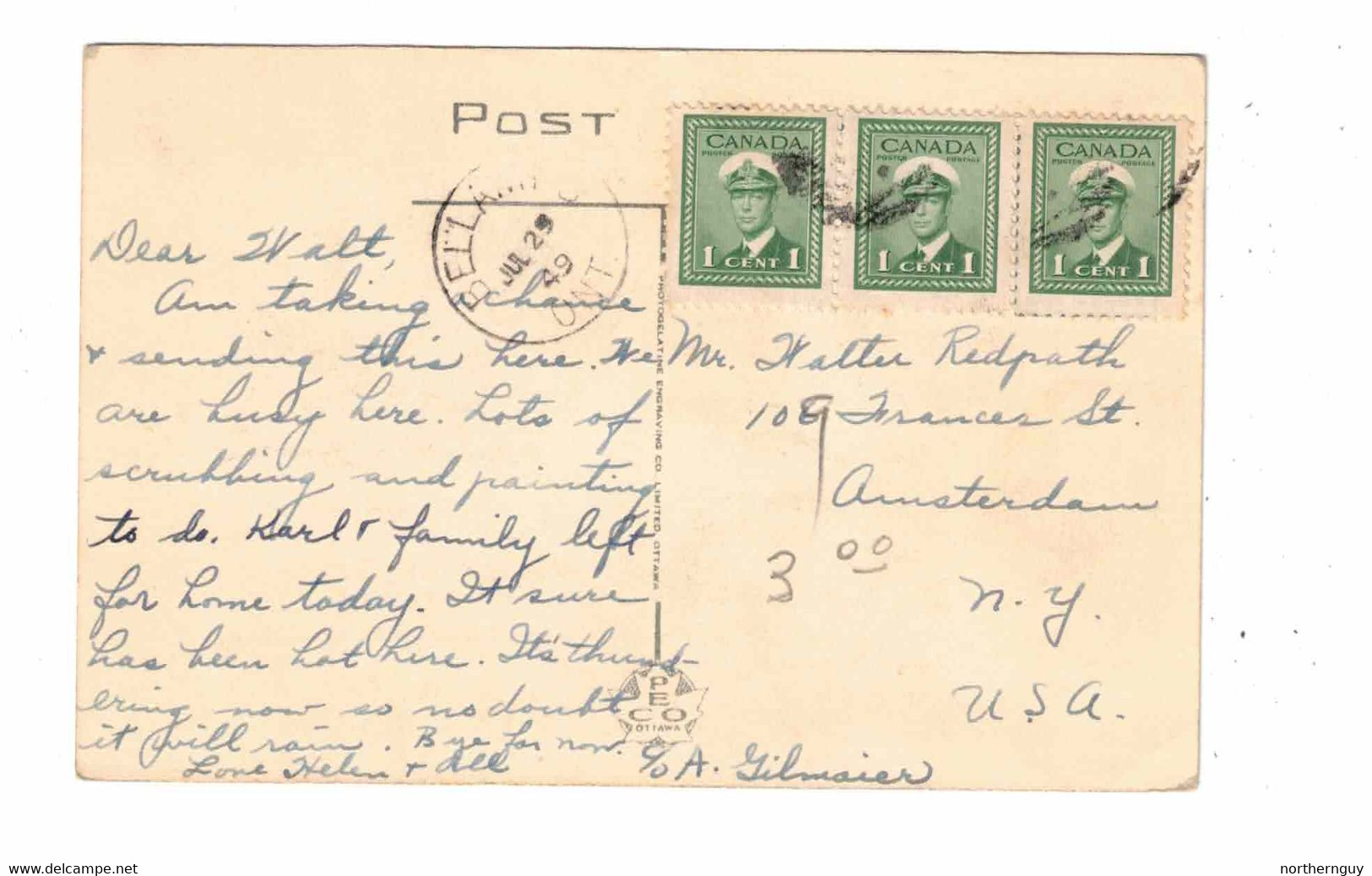 BROCKVILLE, Ontario, Canada, General Hospital, 1949 PECO WB Postcard, Leeds County - Brockville