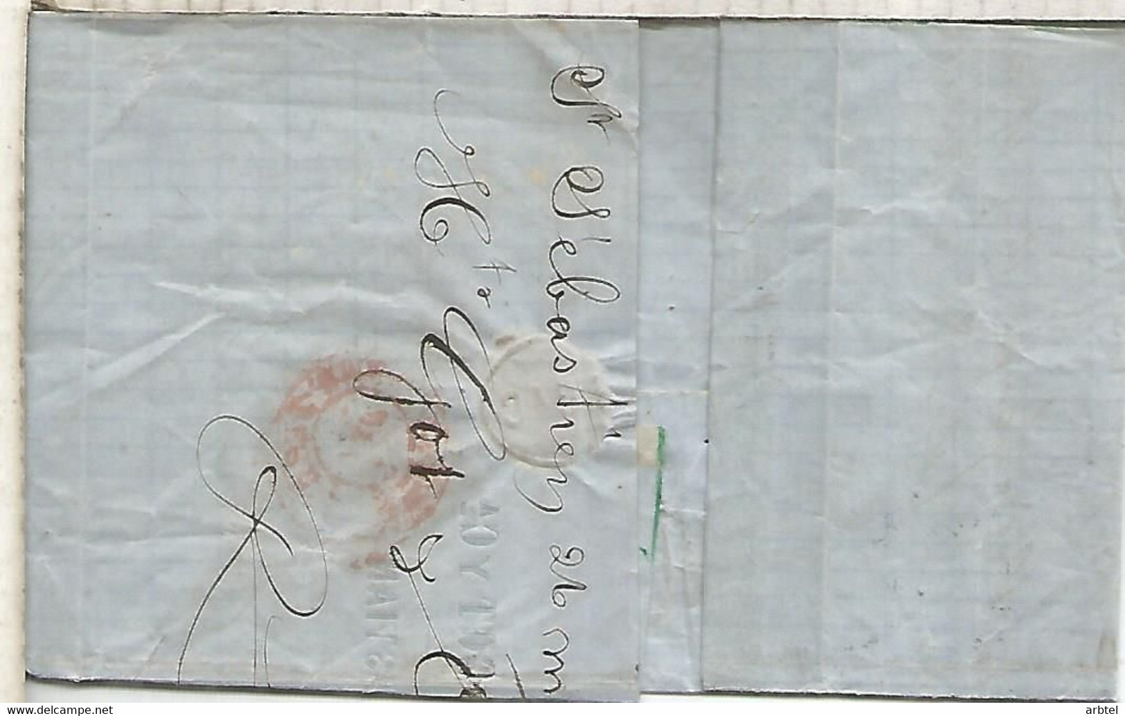 ENVUELTA SAN SEBASTIAN A BURDEOS BORDEAUX ISABEL II 1867 - Other & Unclassified