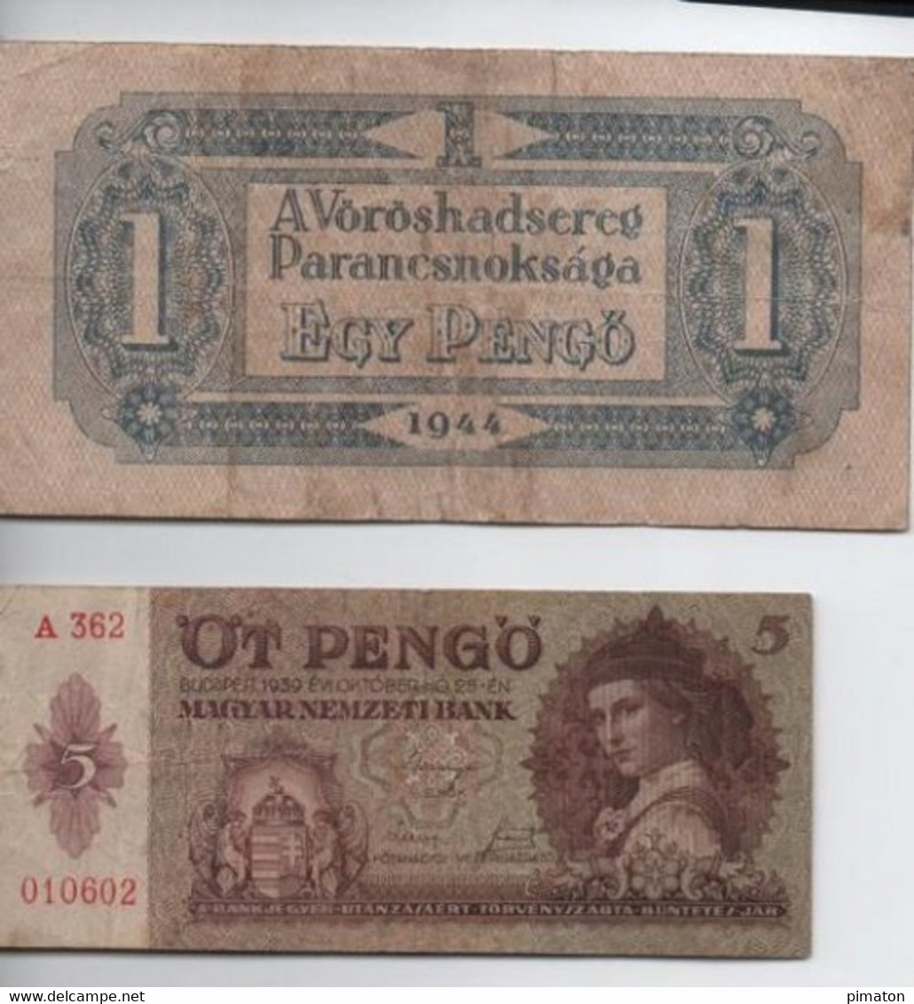 4 Billets Hongrie : 1 ( 1944 ) , 5 ( 1939 ) , 10 ( 1936 ) , 20 ( 1941 ) - Hongrie