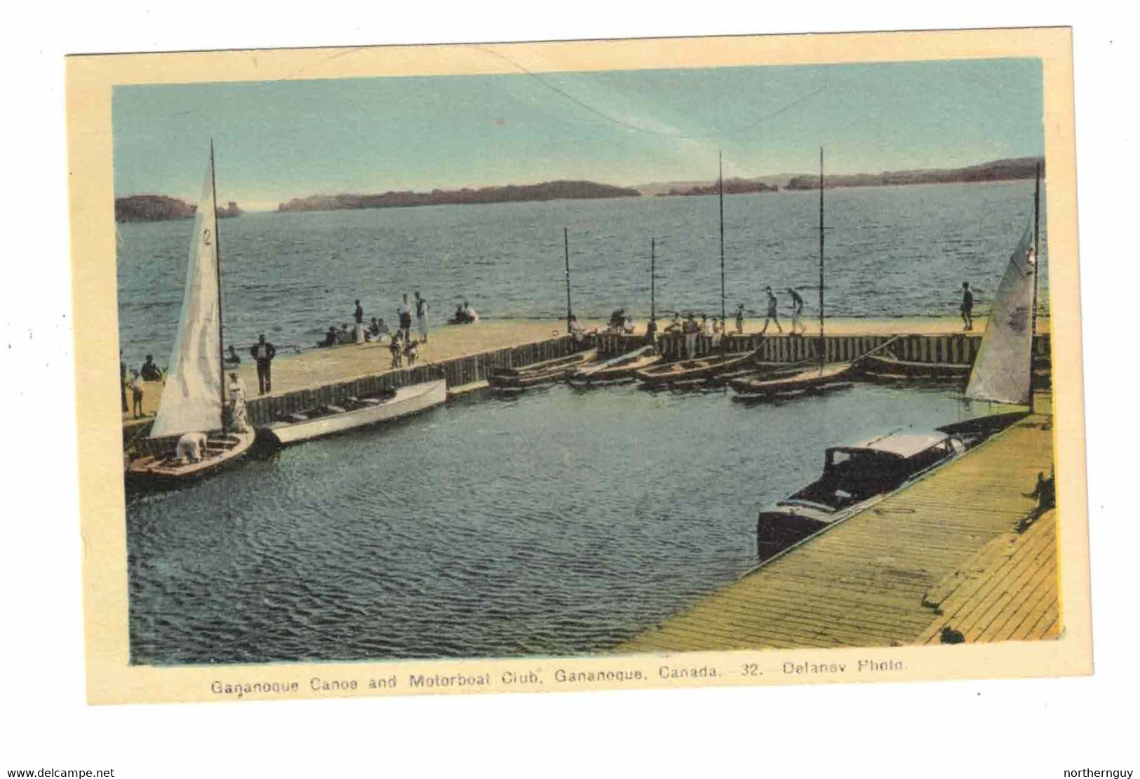 GANANOQUE, Ontario, Canada, Canoe And Motor Boat Club, Old PECO WB Postcard, Leeds County - Gananoque