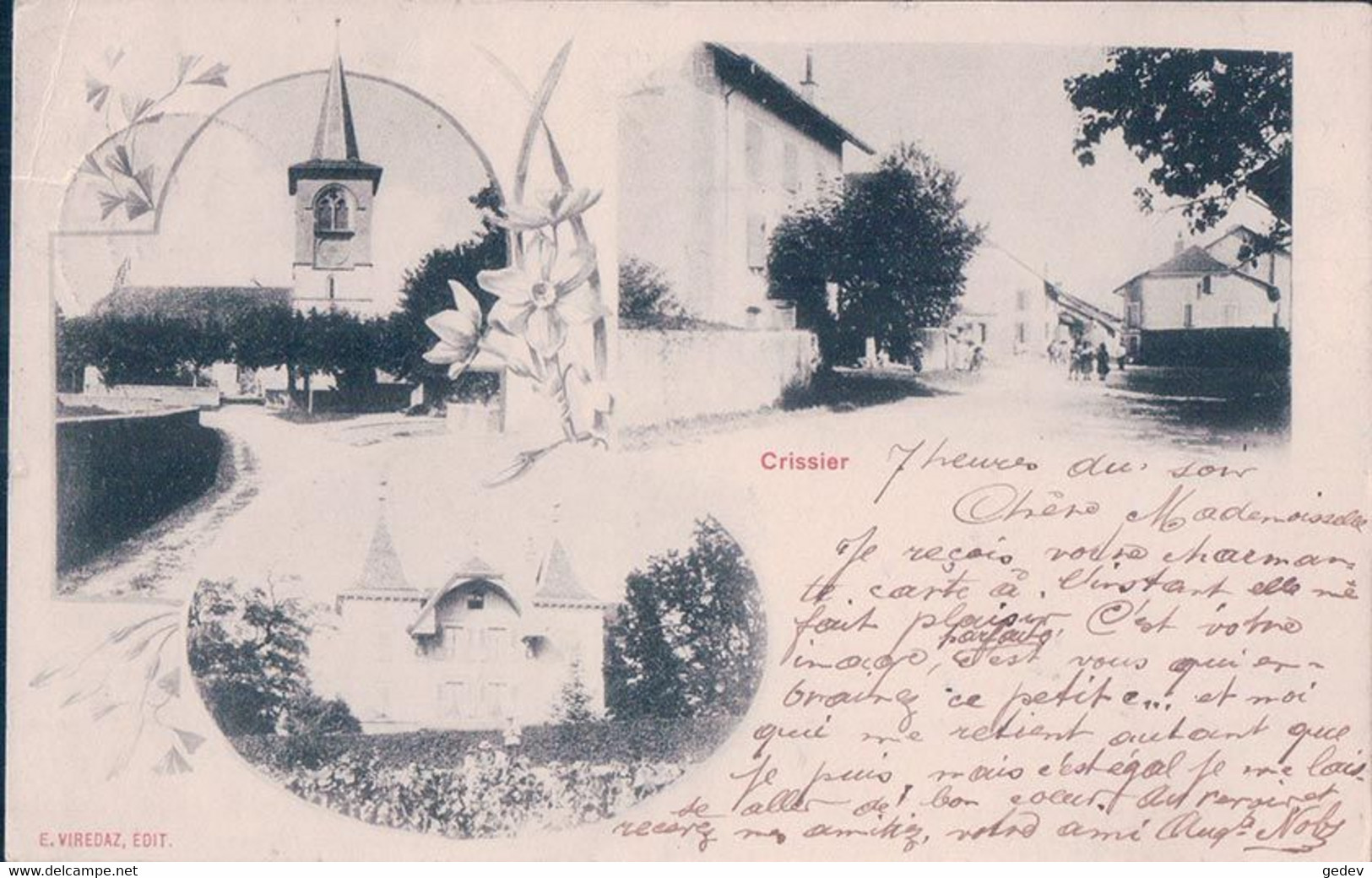 Crissier VD, Rue Animée Et Eglise (18.9.1901) Pli D'angle - Crissier