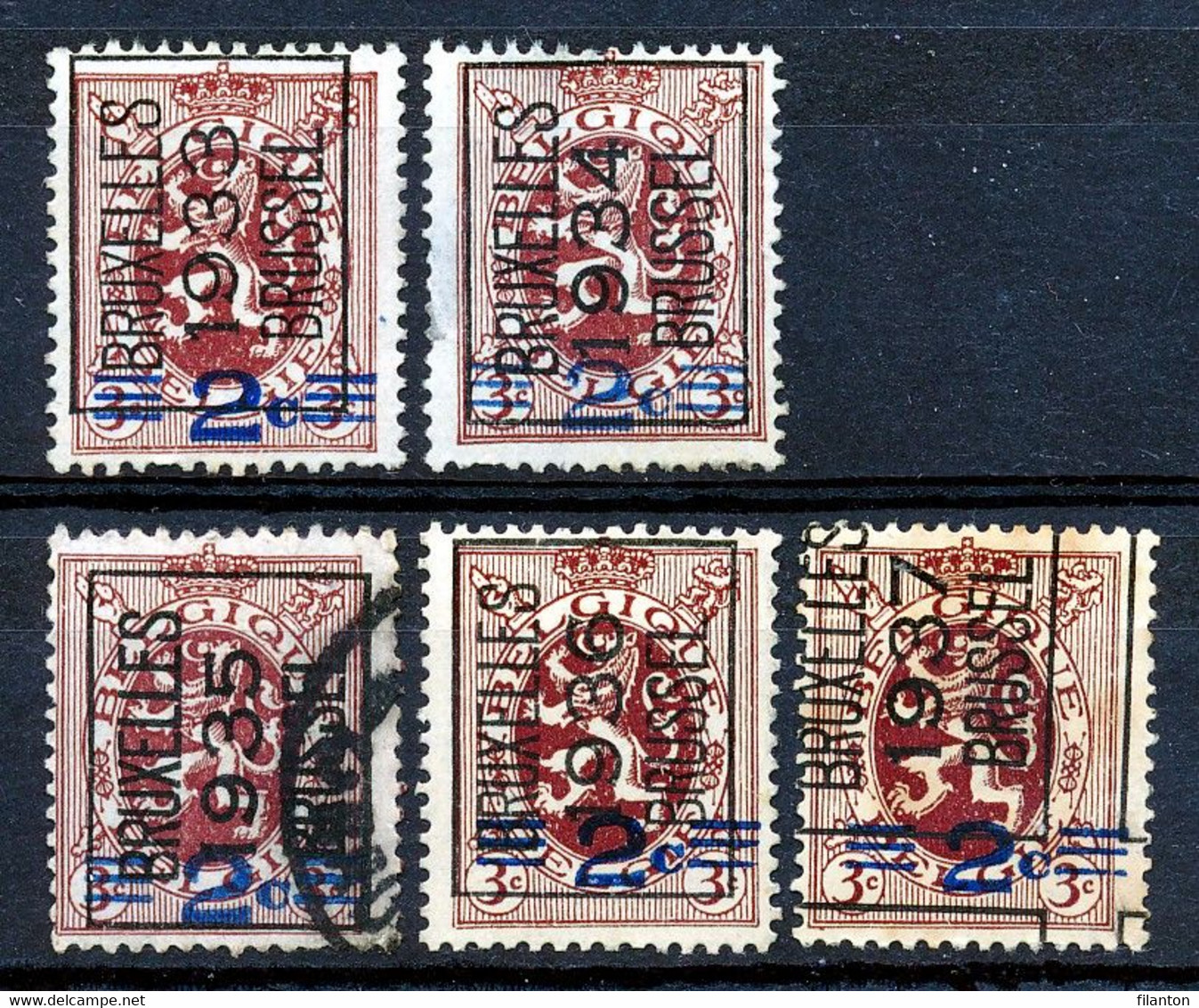 BELGIE - Preo Nr 259+272+288++299+318 A - TYPO-PRECANCELS - (ref. 3673) - Typografisch 1929-37 (Heraldieke Leeuw)
