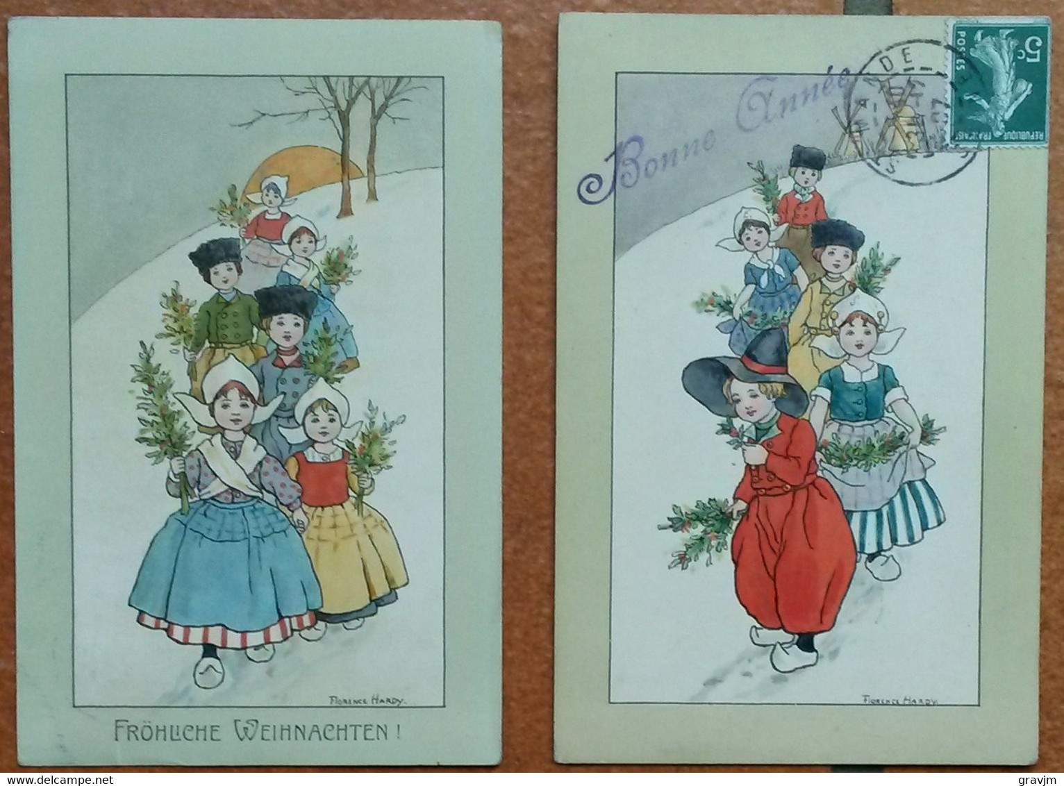 Carte Postale - Illustratrice Florence HARDY - 2 Cartes Postales - Enfants Hollandais - ED 200 - Hardy, Florence