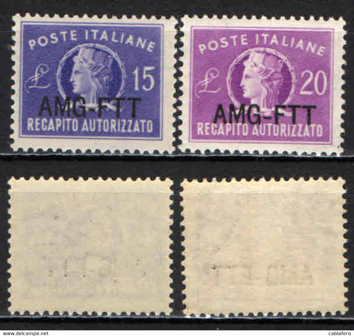 TRIESTE - AMGFTT - 1949 - 15-20 LIRE SOVRASTAMPA SU UNA RIGA - MNH - Revenue Stamps