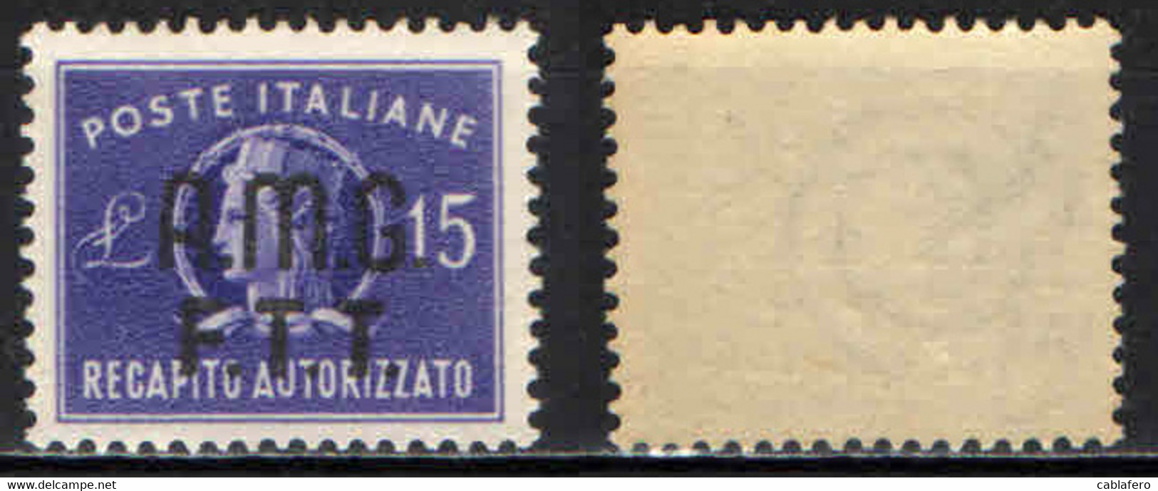 TRIESTE - AMGFTT - 1949 - 15 LIRE SOVRASTAMPA SU DUE RIGHE - MNH - Fiscali