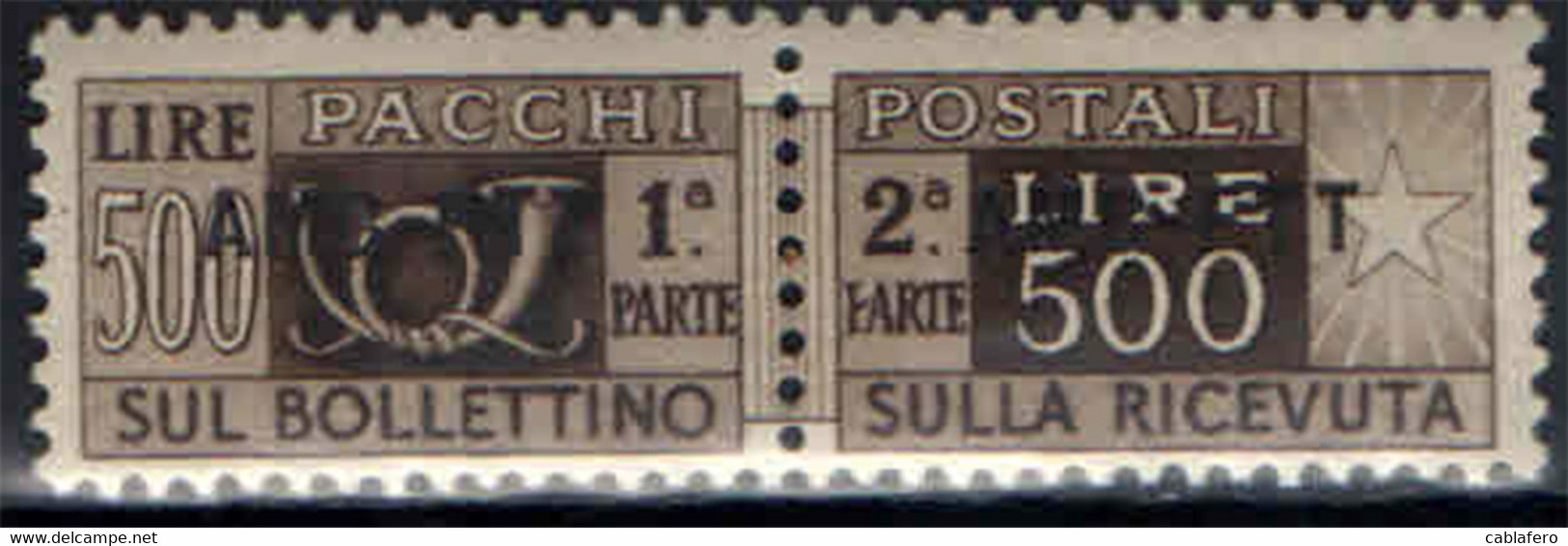 TRIESTE - AMGFTT - 1949 - PACCHI POSTALI - SOVRASTAMPA SU UNA LINEA -  500 LIRE - MNH - Paketmarken/Konzessionen